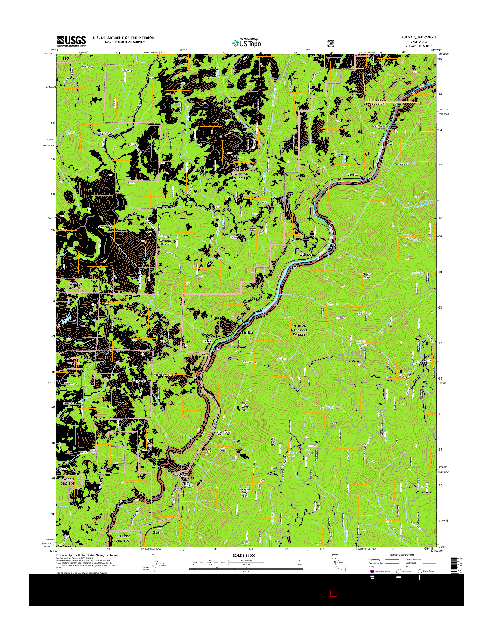 USGS US TOPO 7.5-MINUTE MAP FOR PULGA, CA 2015