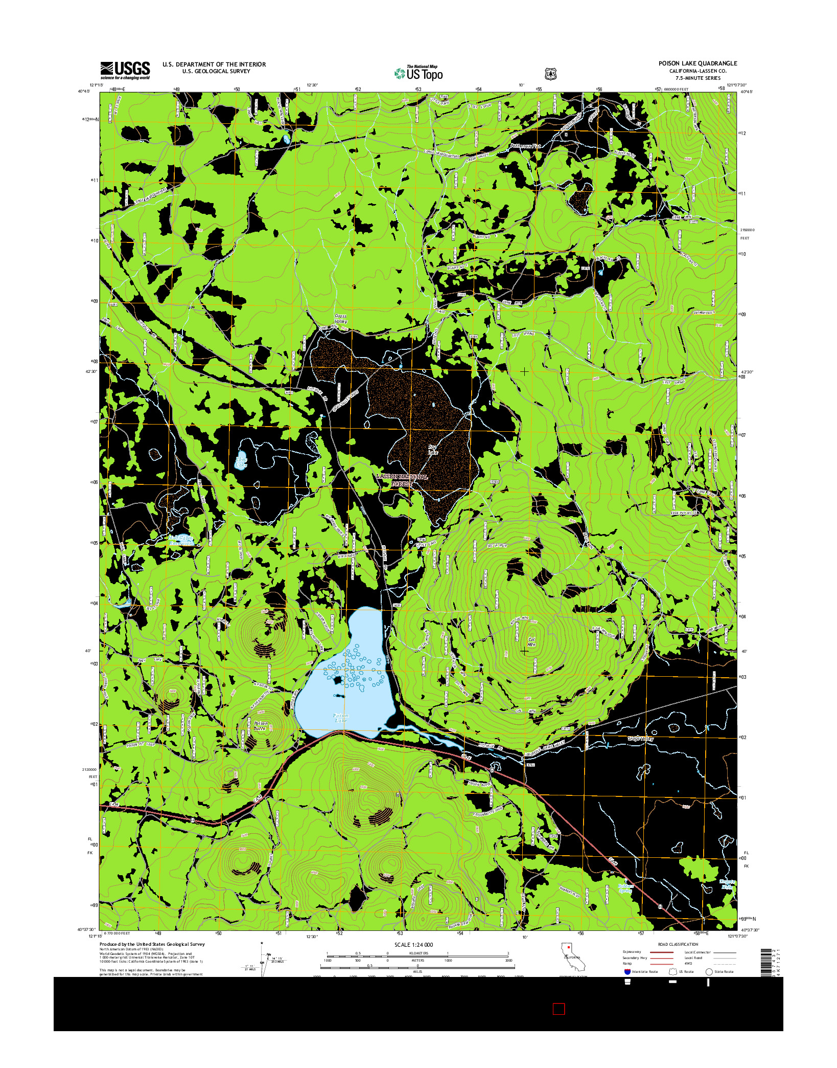 USGS US TOPO 7.5-MINUTE MAP FOR POISON LAKE, CA 2015