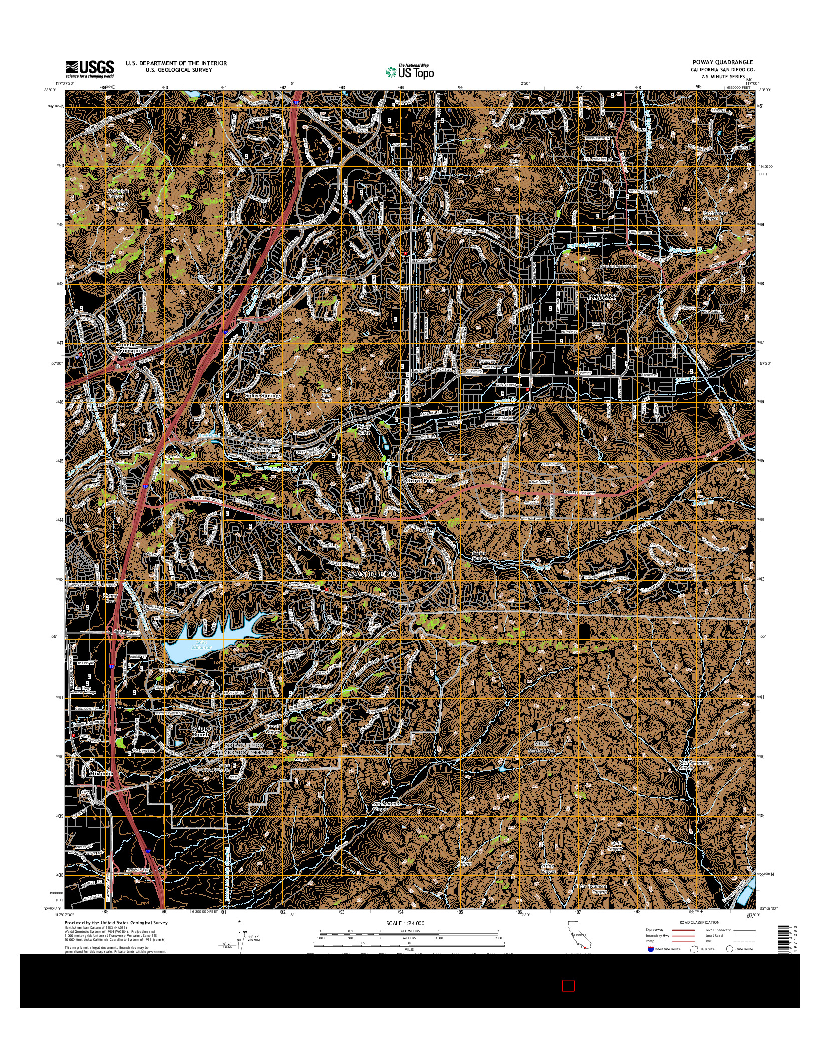 USGS US TOPO 7.5-MINUTE MAP FOR POWAY, CA 2015