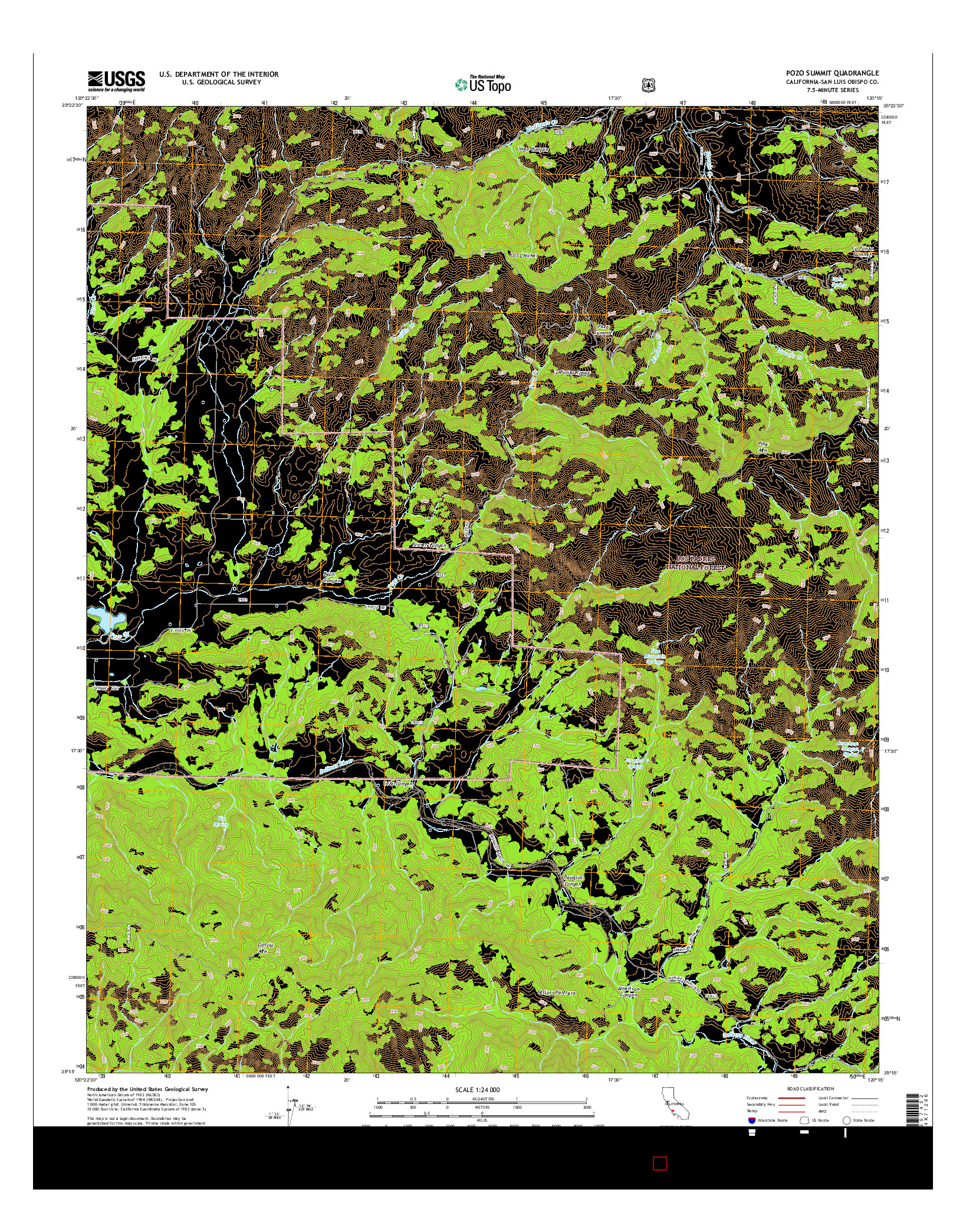 USGS US TOPO 7.5-MINUTE MAP FOR POZO SUMMIT, CA 2015