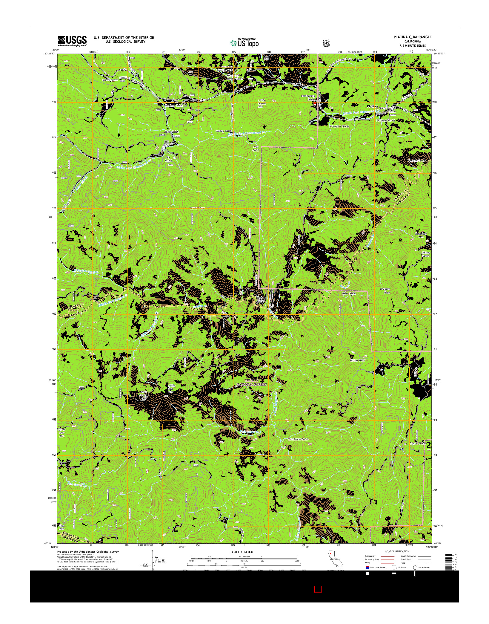 USGS US TOPO 7.5-MINUTE MAP FOR PLATINA, CA 2015
