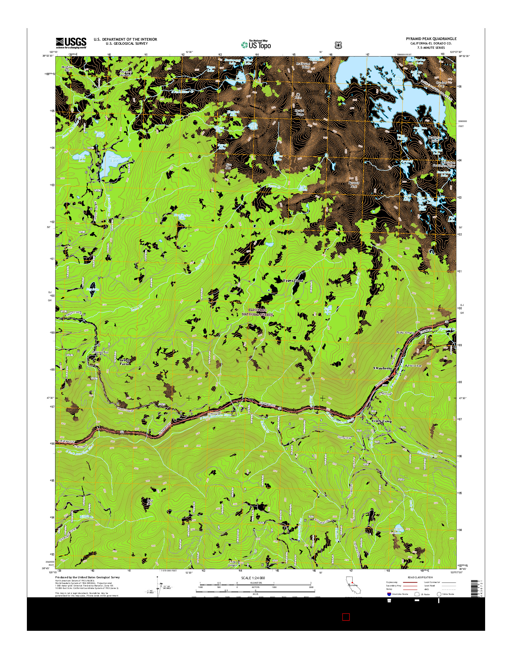 USGS US TOPO 7.5-MINUTE MAP FOR PYRAMID PEAK, CA 2015