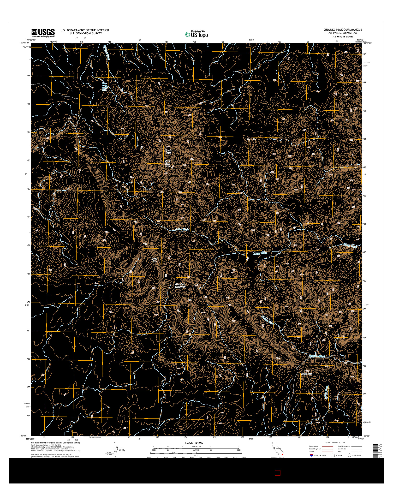 USGS US TOPO 7.5-MINUTE MAP FOR QUARTZ PEAK, CA 2015