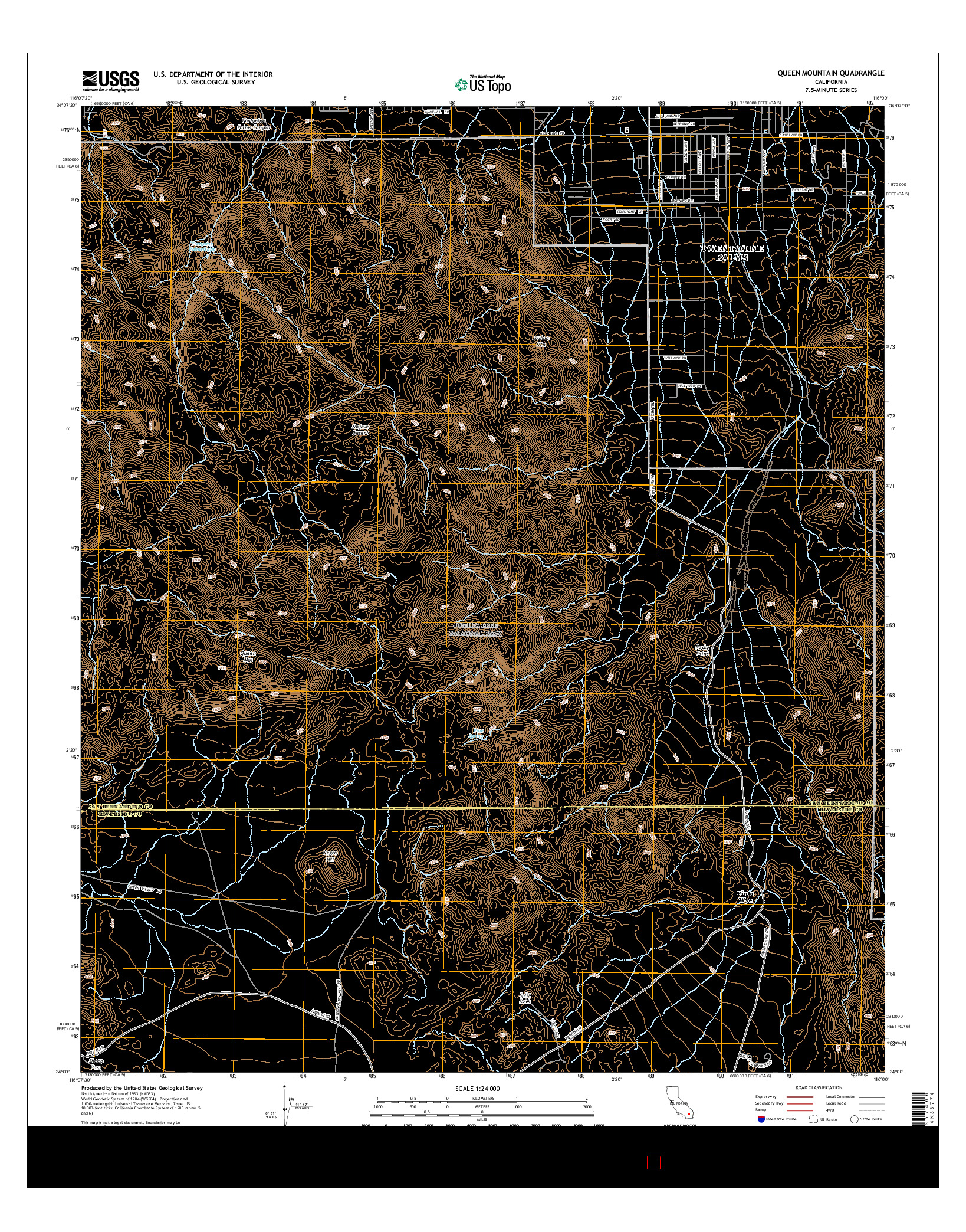 USGS US TOPO 7.5-MINUTE MAP FOR QUEEN MOUNTAIN, CA 2015