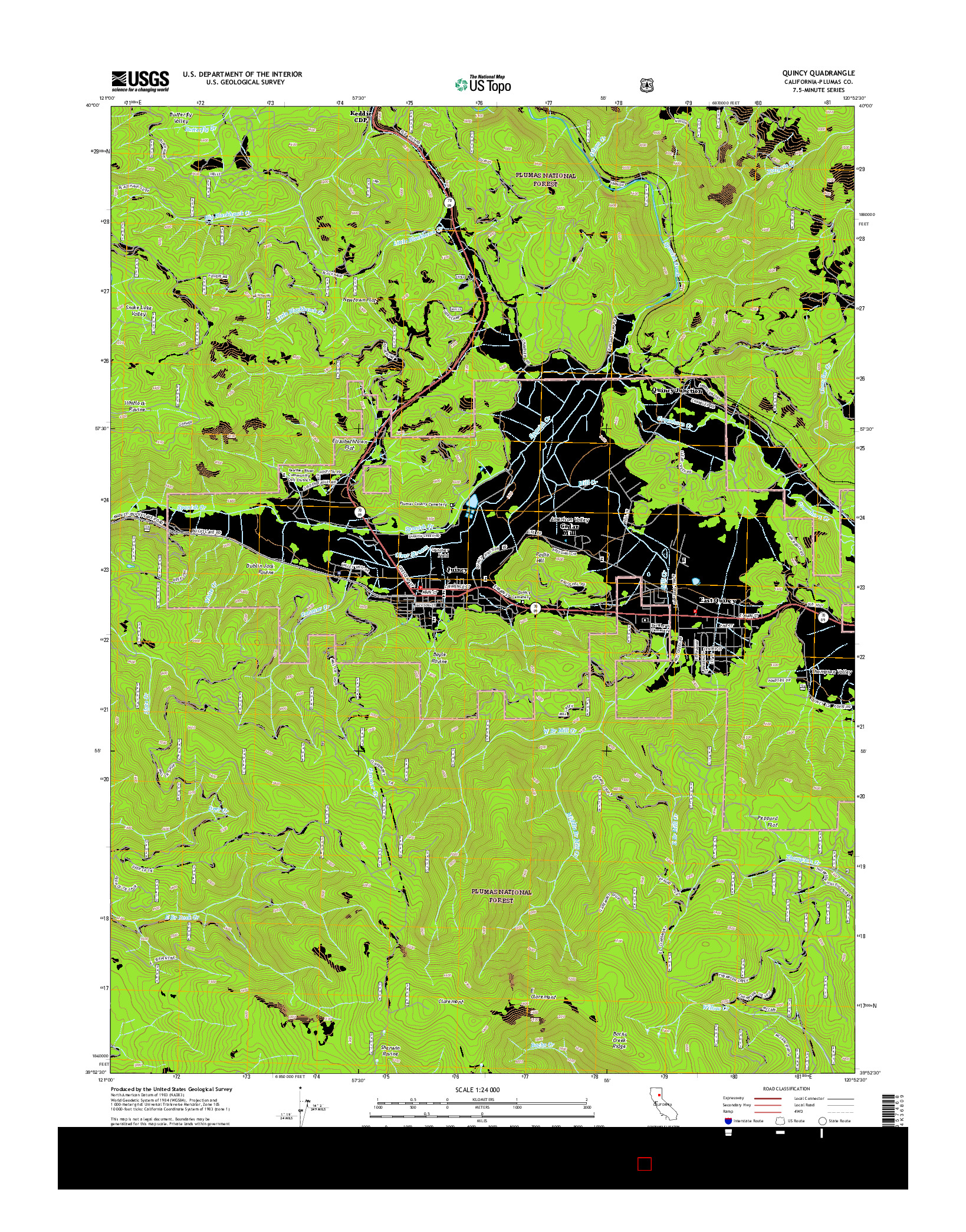 USGS US TOPO 7.5-MINUTE MAP FOR QUINCY, CA 2015