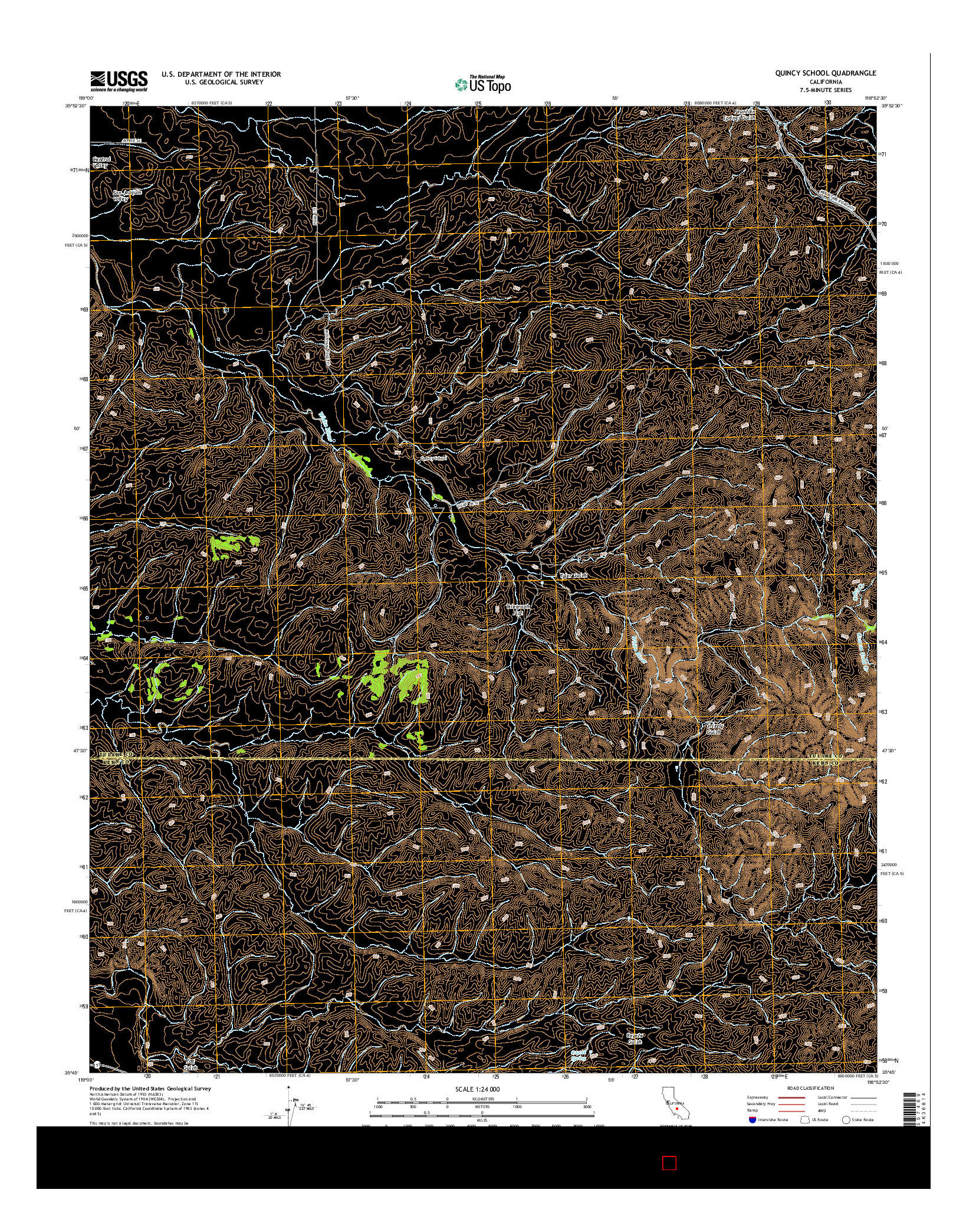 USGS US TOPO 7.5-MINUTE MAP FOR QUINCY SCHOOL, CA 2015