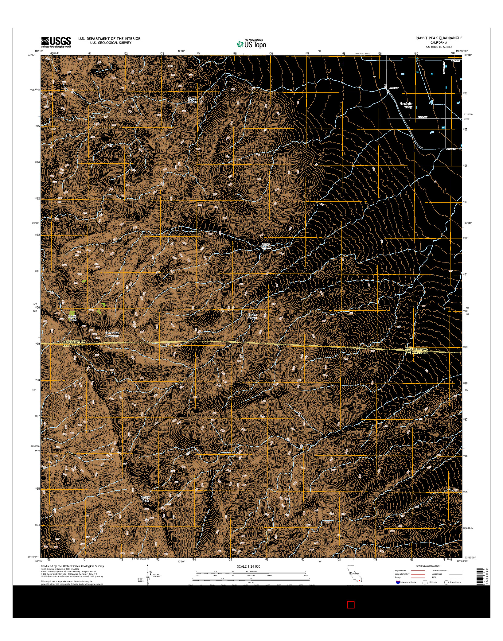 USGS US TOPO 7.5-MINUTE MAP FOR RABBIT PEAK, CA 2015