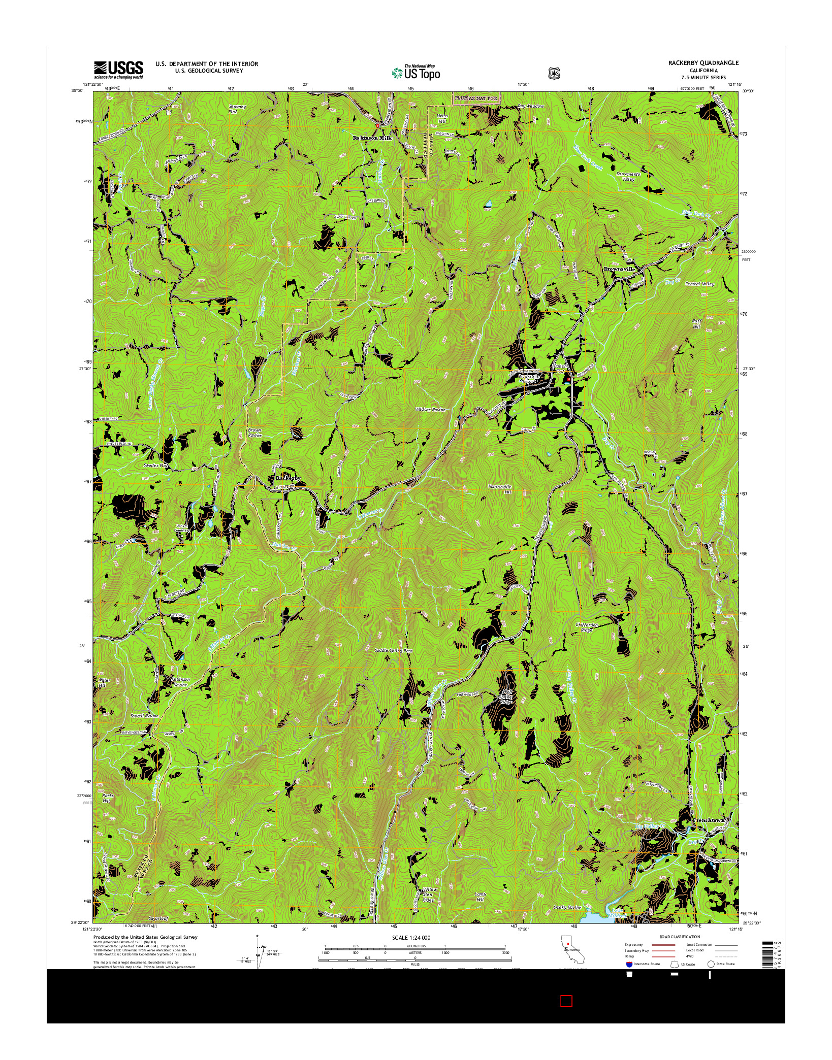 USGS US TOPO 7.5-MINUTE MAP FOR RACKERBY, CA 2015