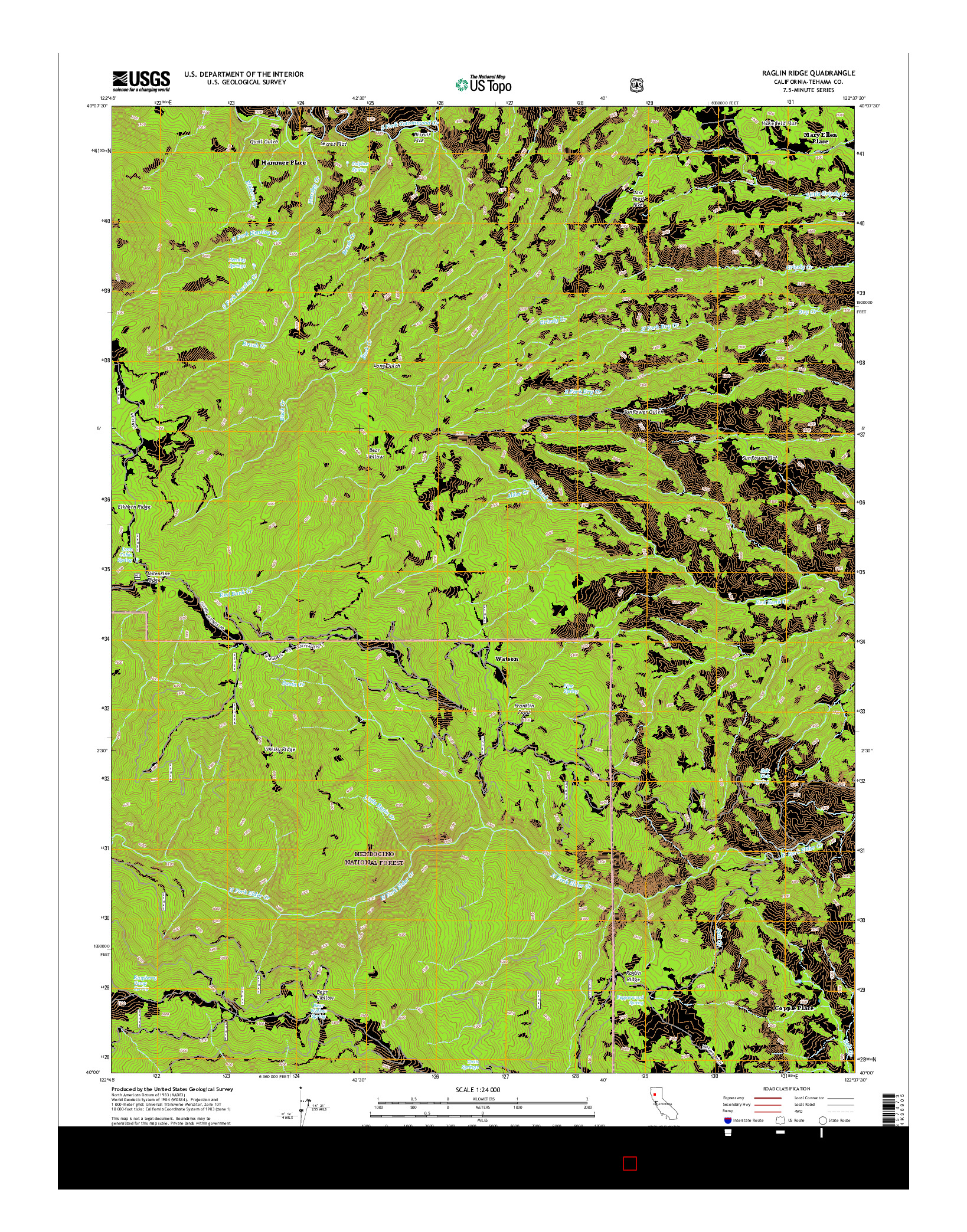 USGS US TOPO 7.5-MINUTE MAP FOR RAGLIN RIDGE, CA 2015