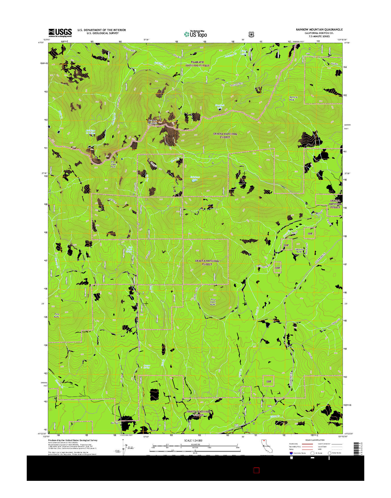 USGS US TOPO 7.5-MINUTE MAP FOR RAINBOW MOUNTAIN, CA 2015