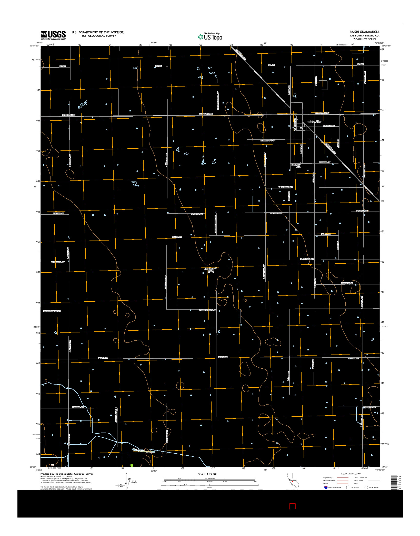 USGS US TOPO 7.5-MINUTE MAP FOR RAISIN, CA 2015