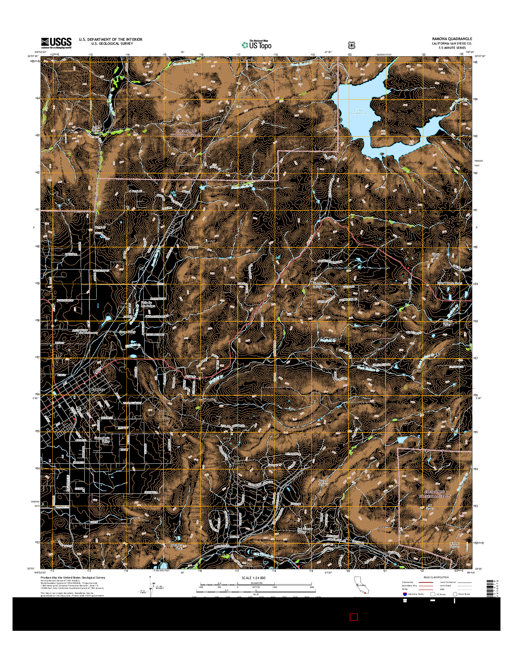 USGS US TOPO 7.5-MINUTE MAP FOR RAMONA, CA 2015