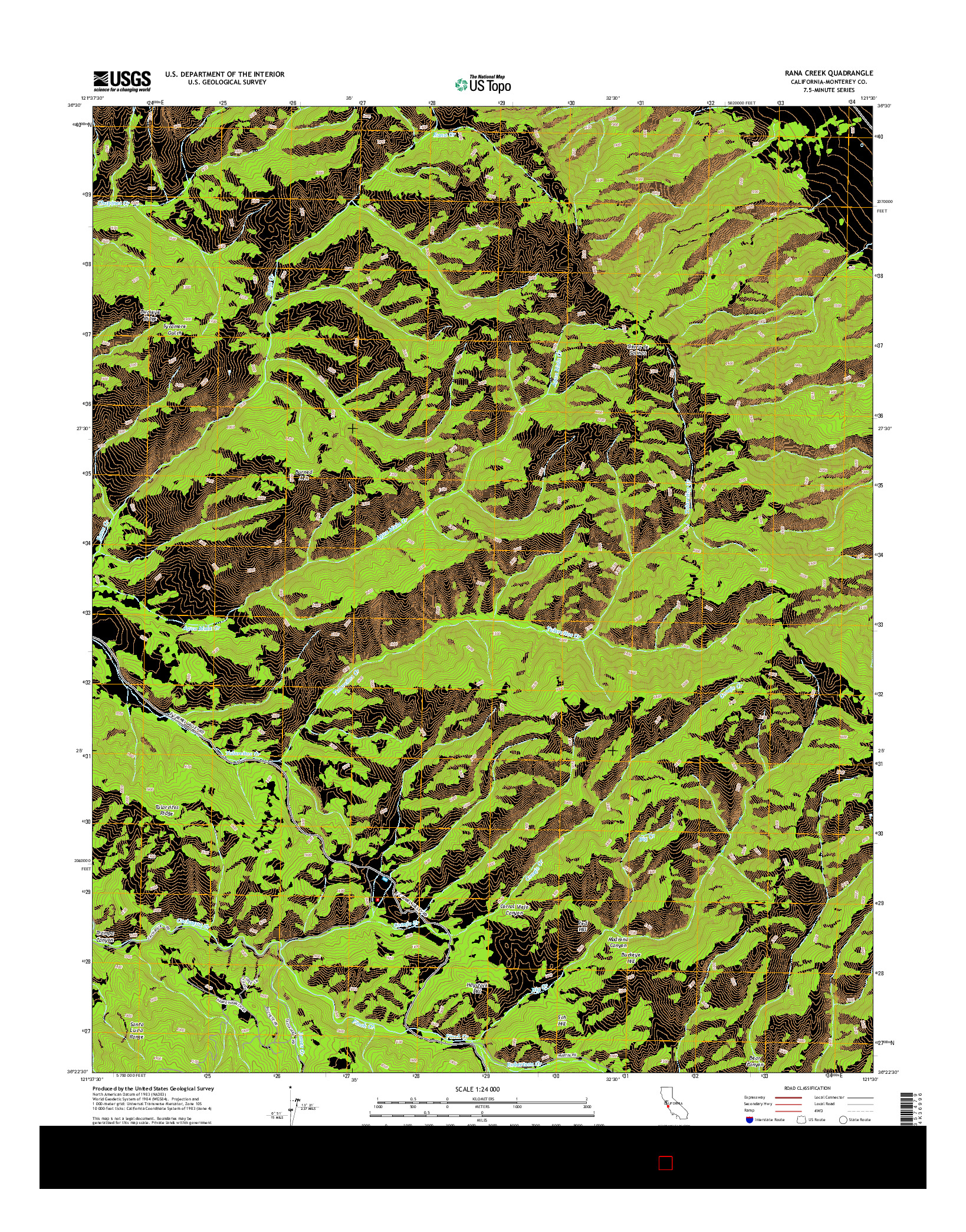 USGS US TOPO 7.5-MINUTE MAP FOR RANA CREEK, CA 2015