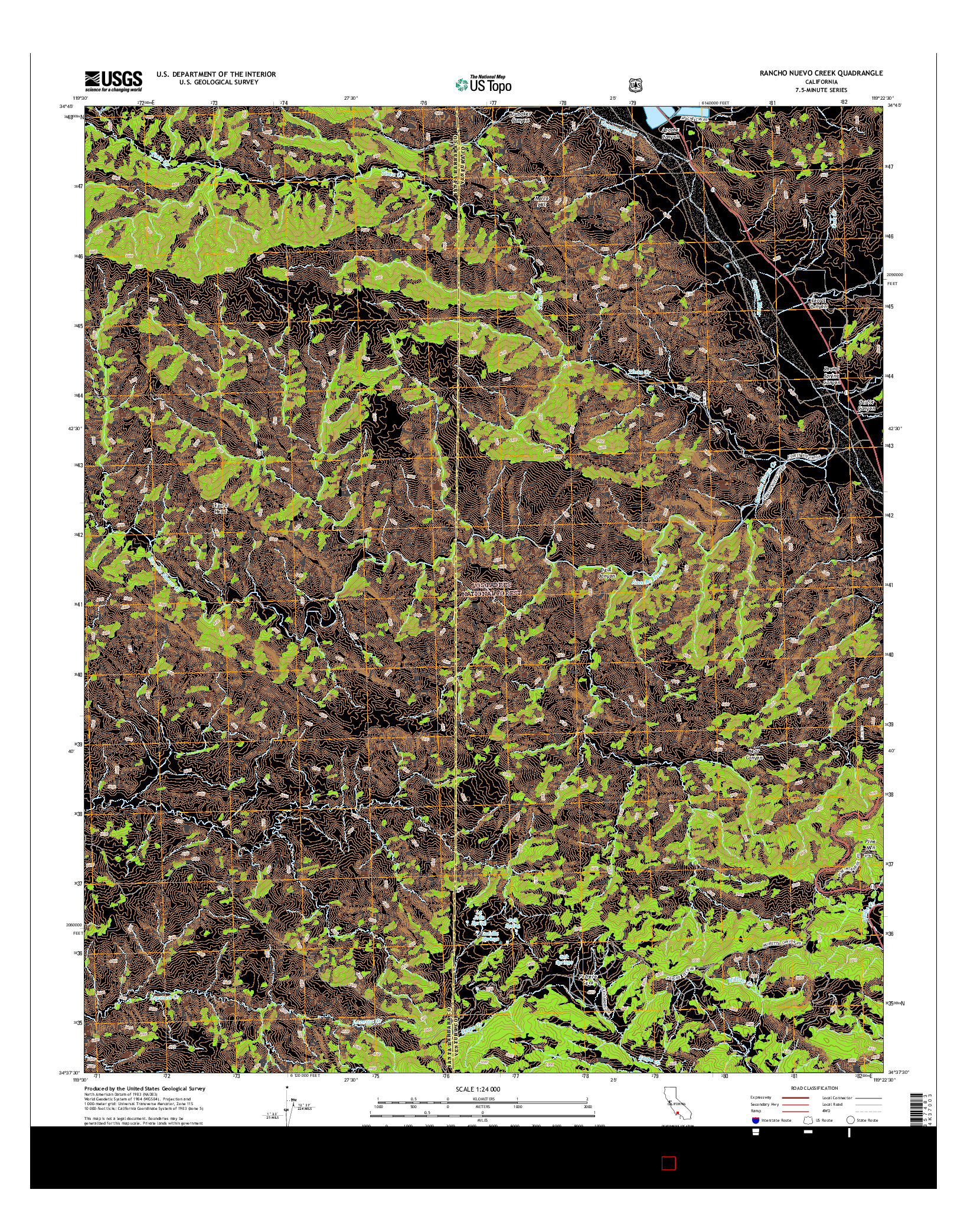 USGS US TOPO 7.5-MINUTE MAP FOR RANCHO NUEVO CREEK, CA 2015