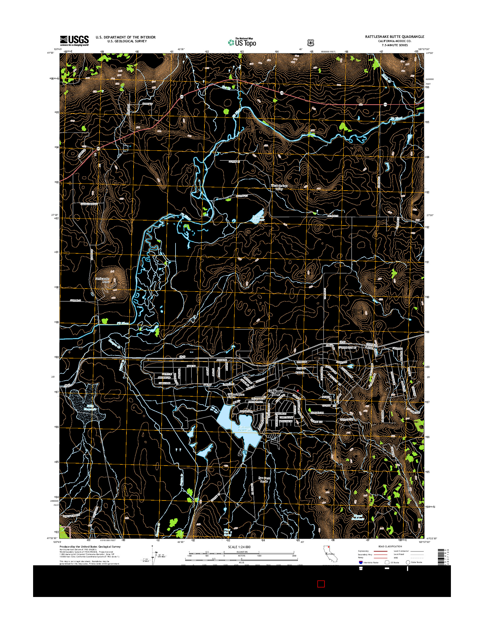 USGS US TOPO 7.5-MINUTE MAP FOR RATTLESNAKE BUTTE, CA 2015