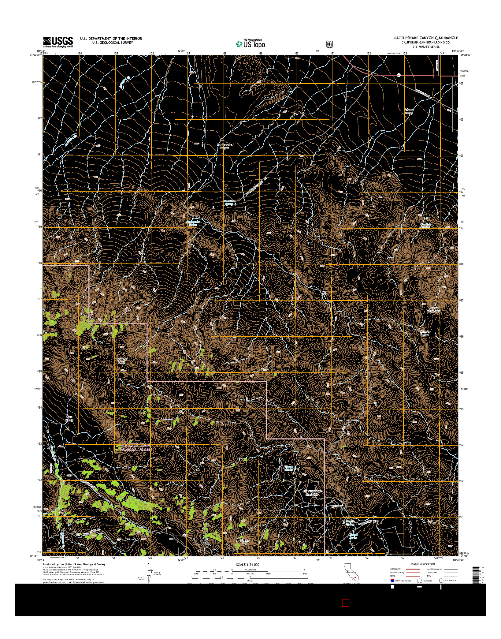USGS US TOPO 7.5-MINUTE MAP FOR RATTLESNAKE CANYON, CA 2015