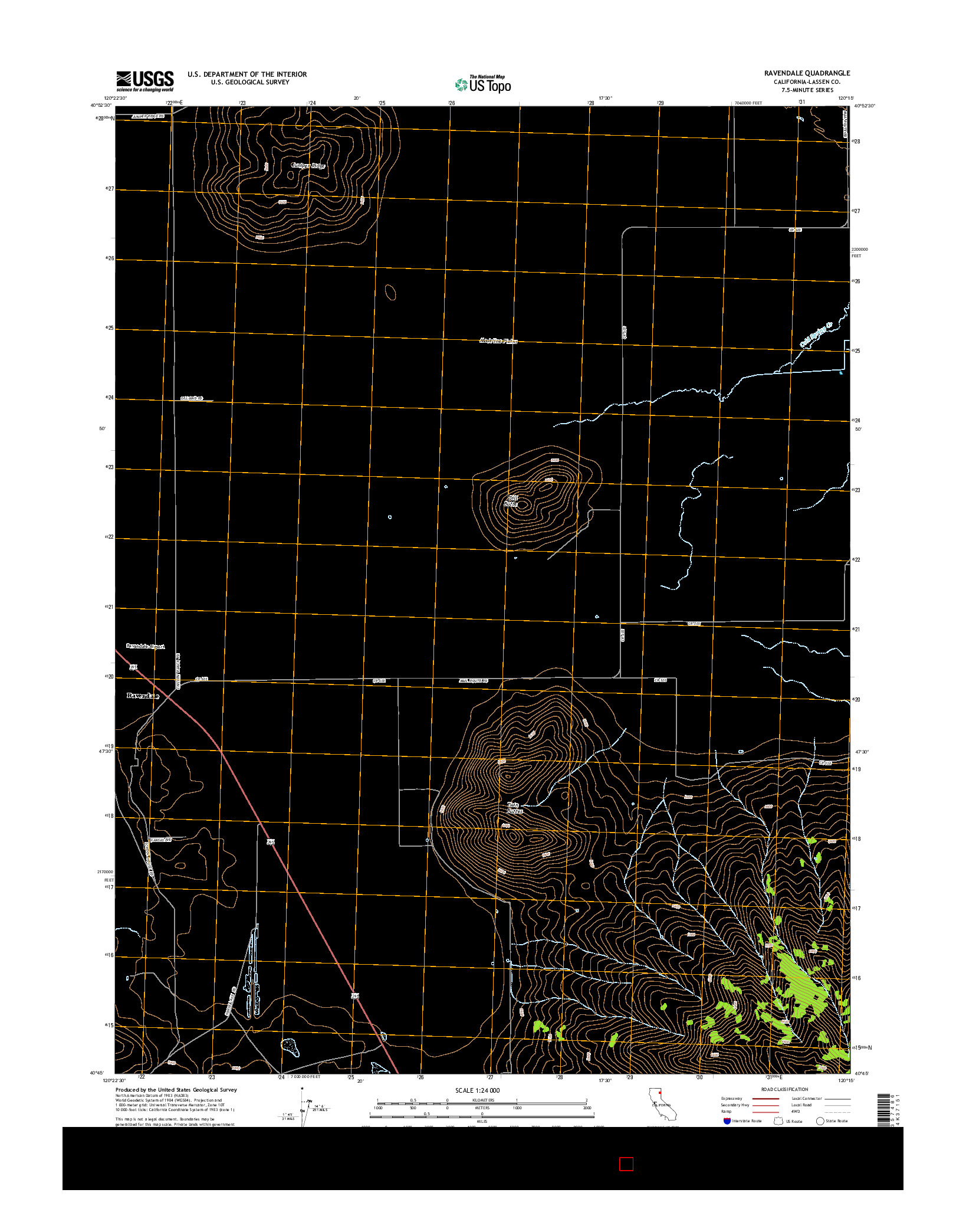 USGS US TOPO 7.5-MINUTE MAP FOR RAVENDALE, CA 2015