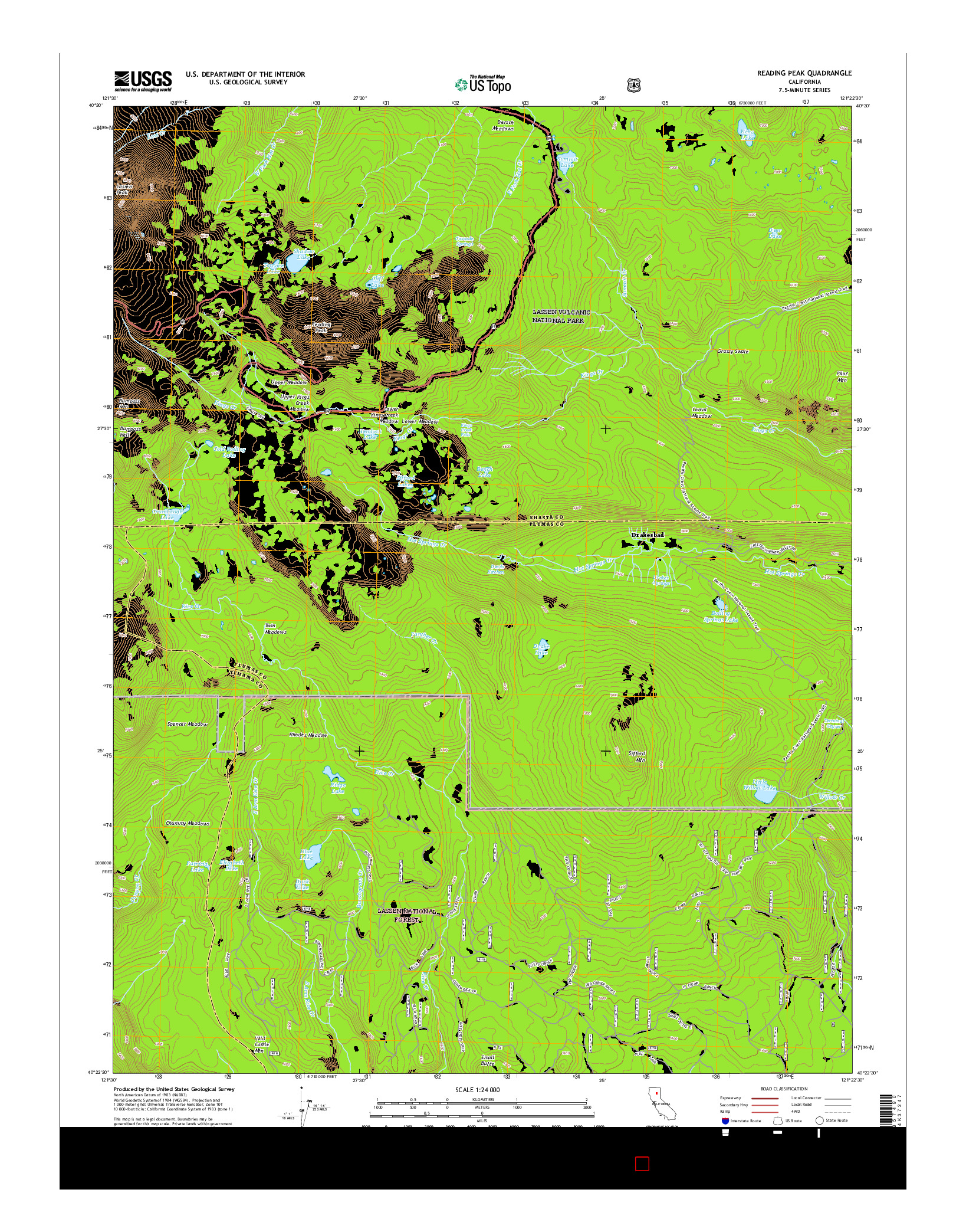 USGS US TOPO 7.5-MINUTE MAP FOR READING PEAK, CA 2015