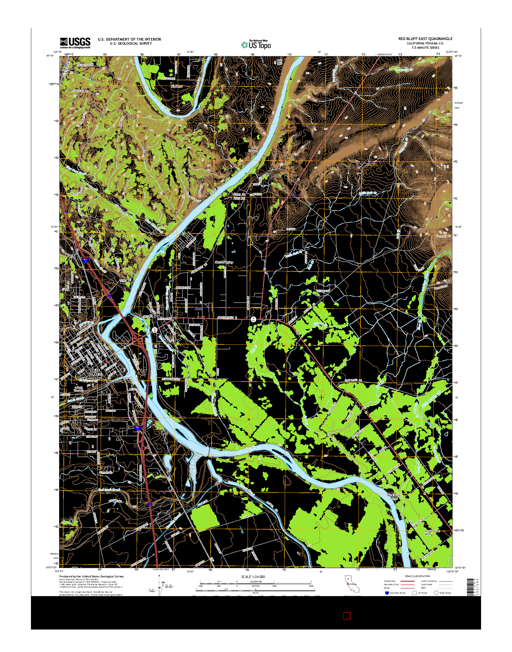 USGS US TOPO 7.5-MINUTE MAP FOR RED BLUFF EAST, CA 2015