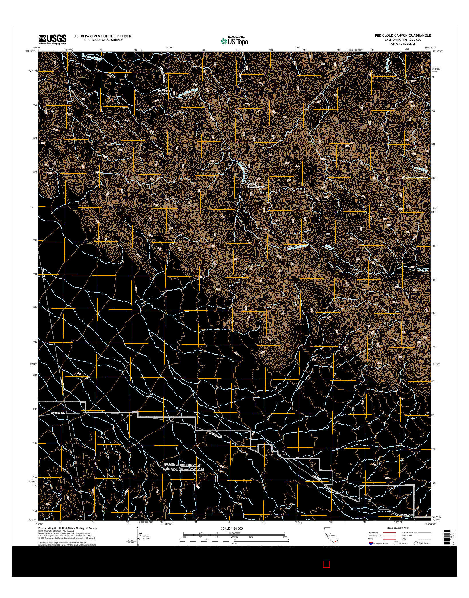 USGS US TOPO 7.5-MINUTE MAP FOR RED CLOUD CANYON, CA 2015