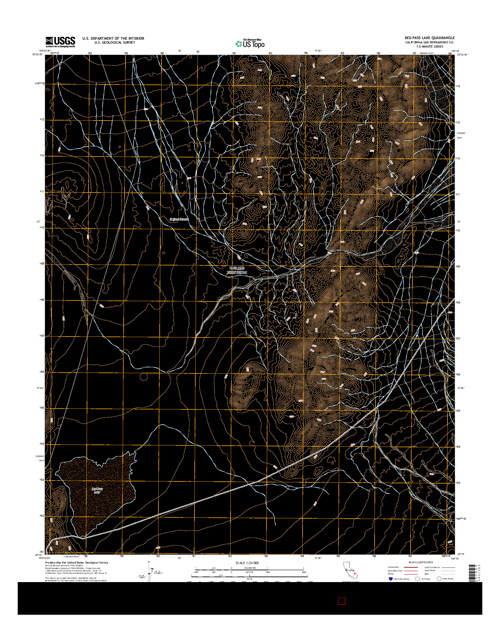 USGS US TOPO 7.5-MINUTE MAP FOR RED PASS LAKE, CA 2015