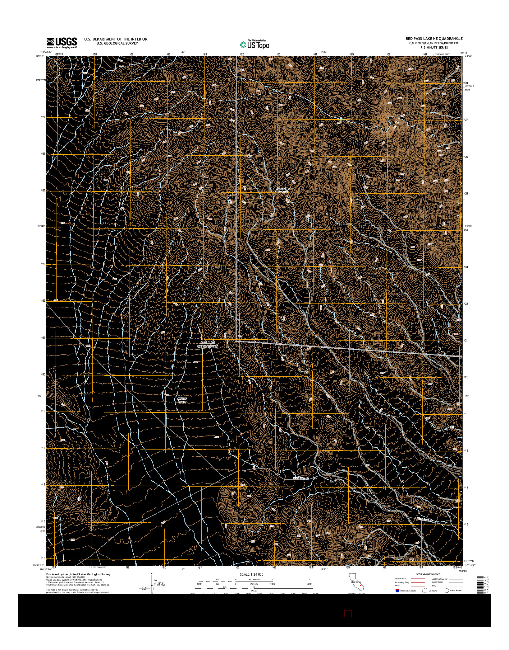 USGS US TOPO 7.5-MINUTE MAP FOR RED PASS LAKE NE, CA 2015