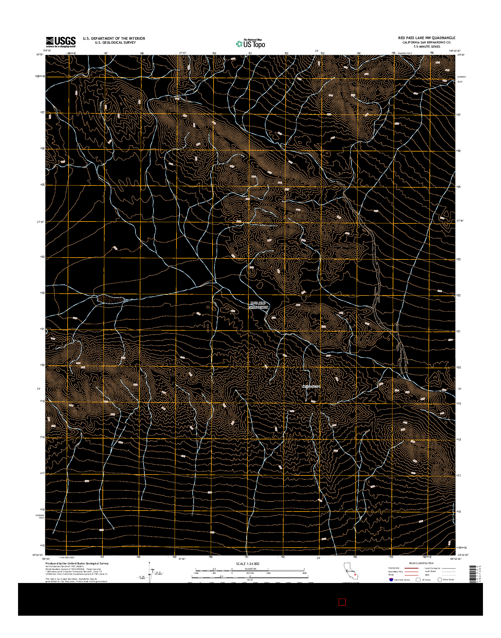 USGS US TOPO 7.5-MINUTE MAP FOR RED PASS LAKE NW, CA 2015