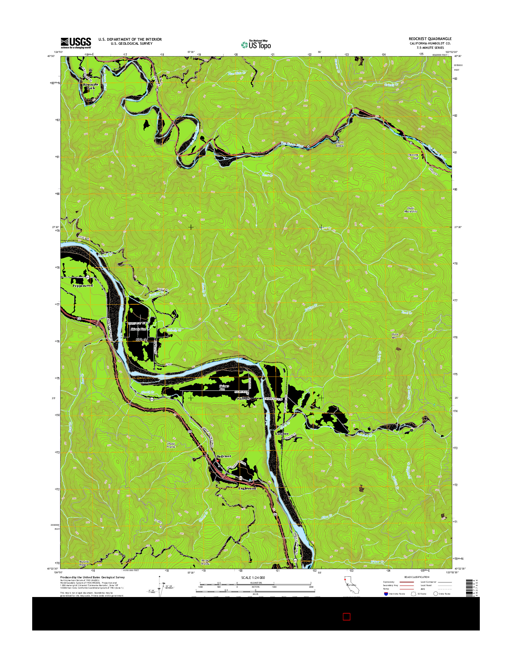 USGS US TOPO 7.5-MINUTE MAP FOR REDCREST, CA 2015