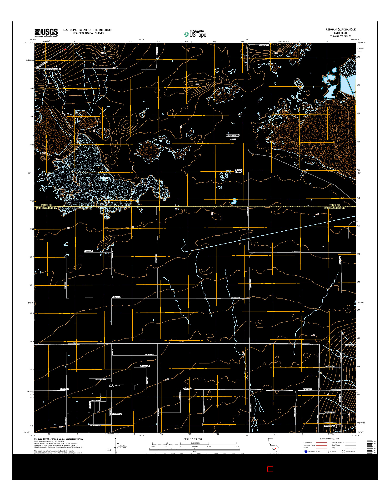 USGS US TOPO 7.5-MINUTE MAP FOR REDMAN, CA 2015