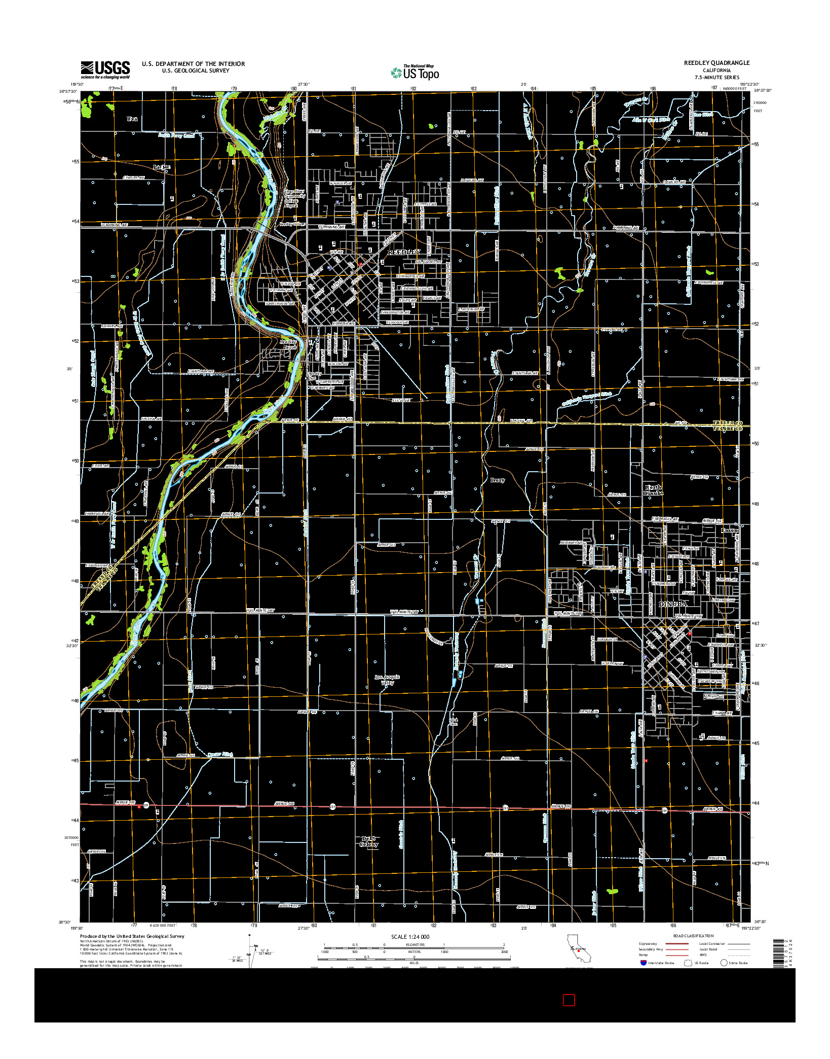 USGS US TOPO 7.5-MINUTE MAP FOR REEDLEY, CA 2015