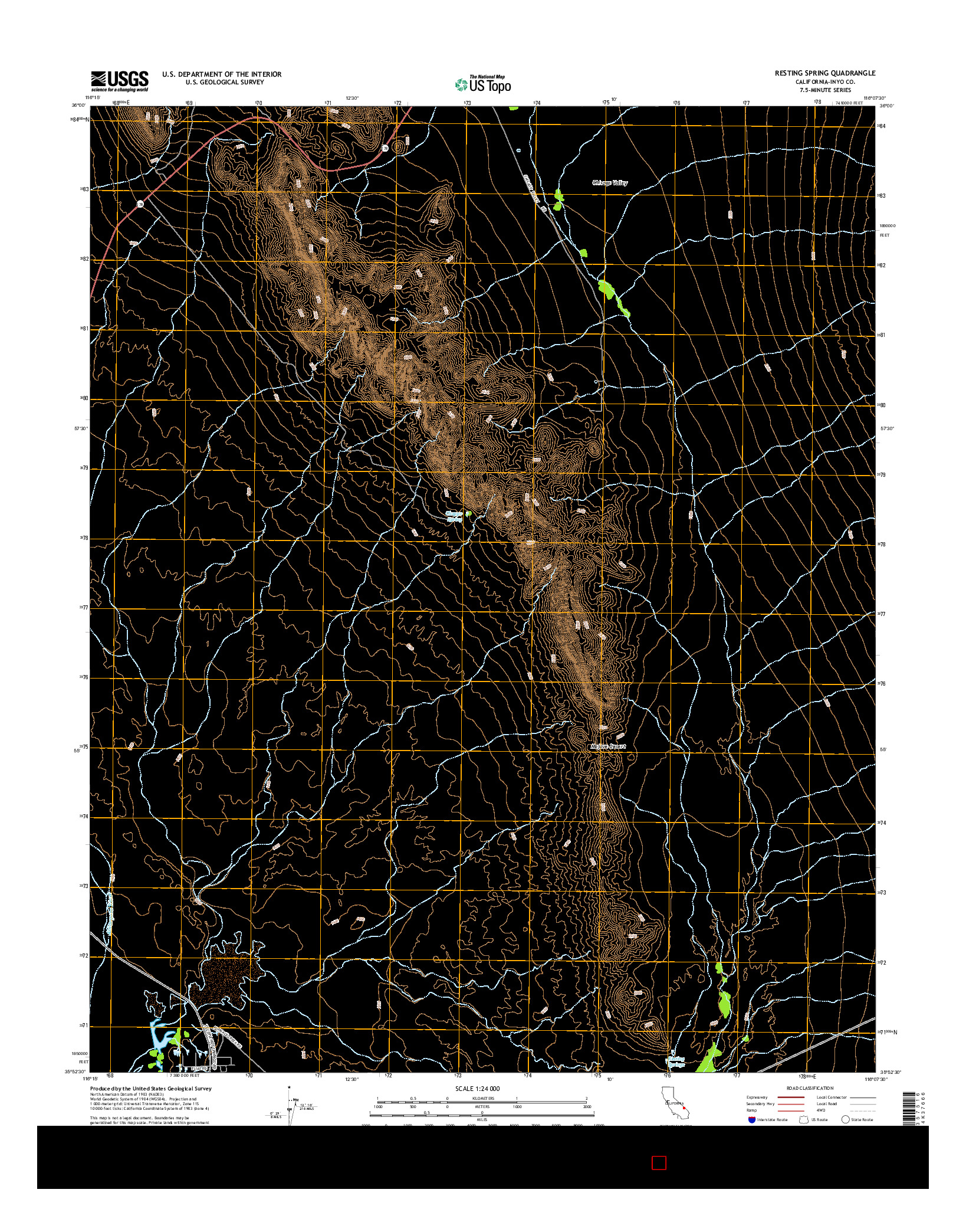 USGS US TOPO 7.5-MINUTE MAP FOR RESTING SPRING, CA 2015