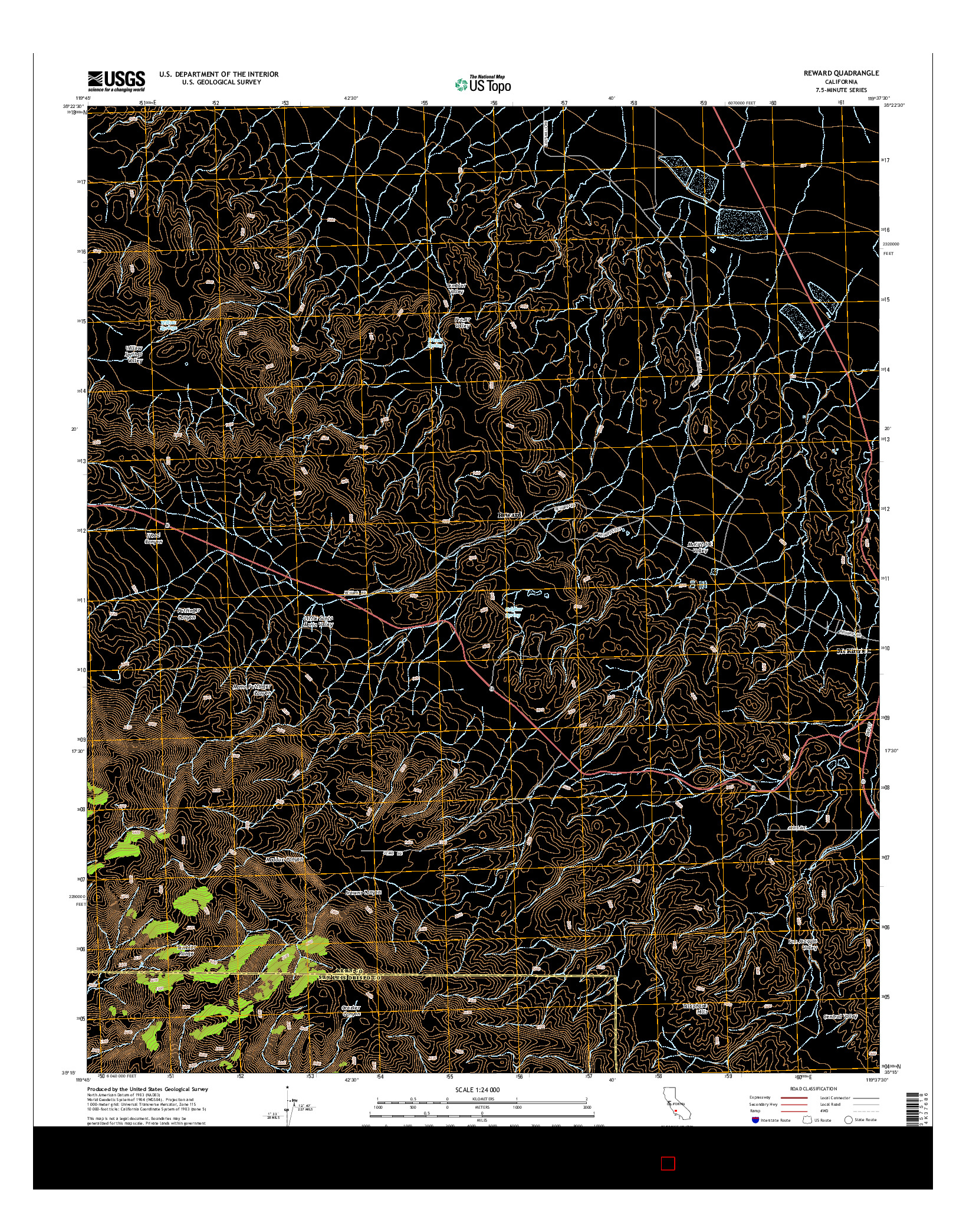 USGS US TOPO 7.5-MINUTE MAP FOR REWARD, CA 2015