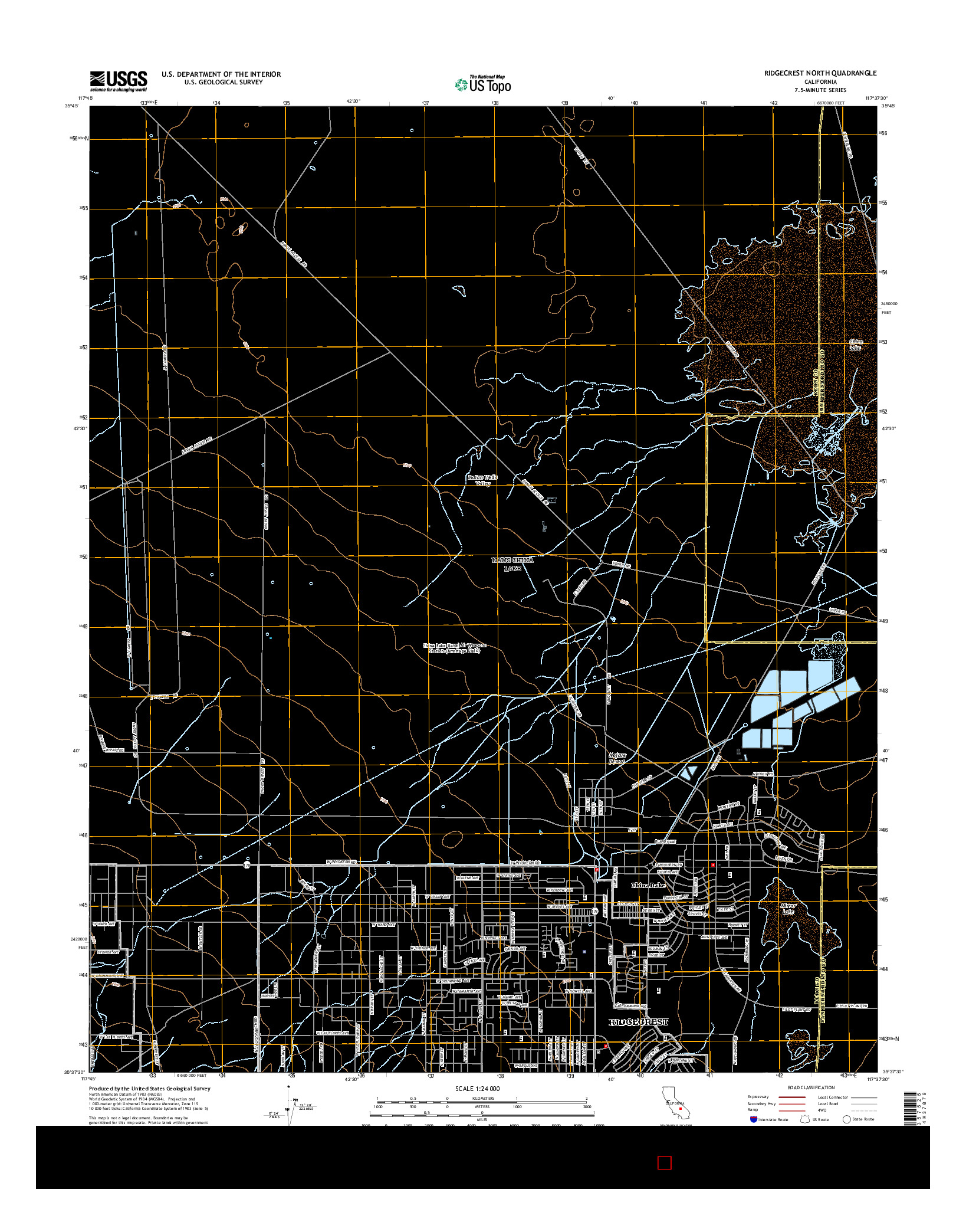 USGS US TOPO 7.5-MINUTE MAP FOR RIDGECREST NORTH, CA 2015