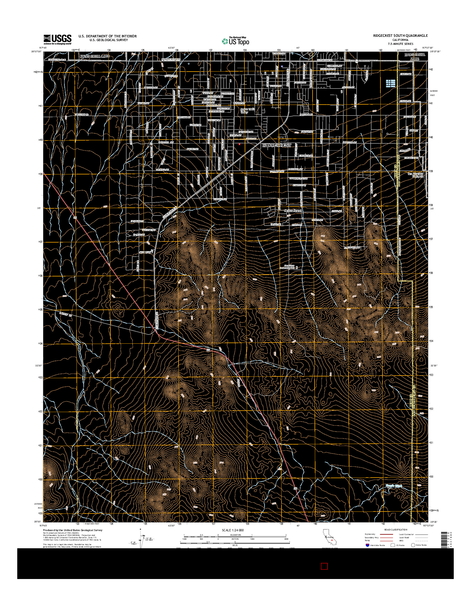 USGS US TOPO 7.5-MINUTE MAP FOR RIDGECREST SOUTH, CA 2015