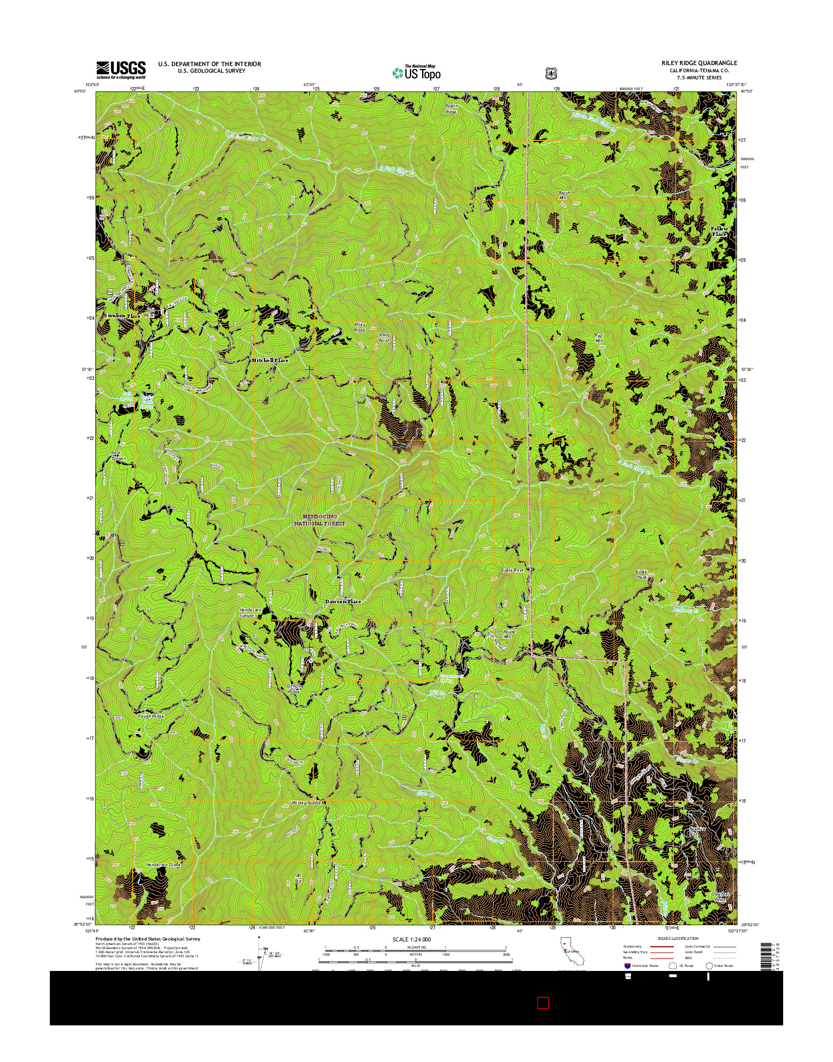 USGS US TOPO 7.5-MINUTE MAP FOR RILEY RIDGE, CA 2015