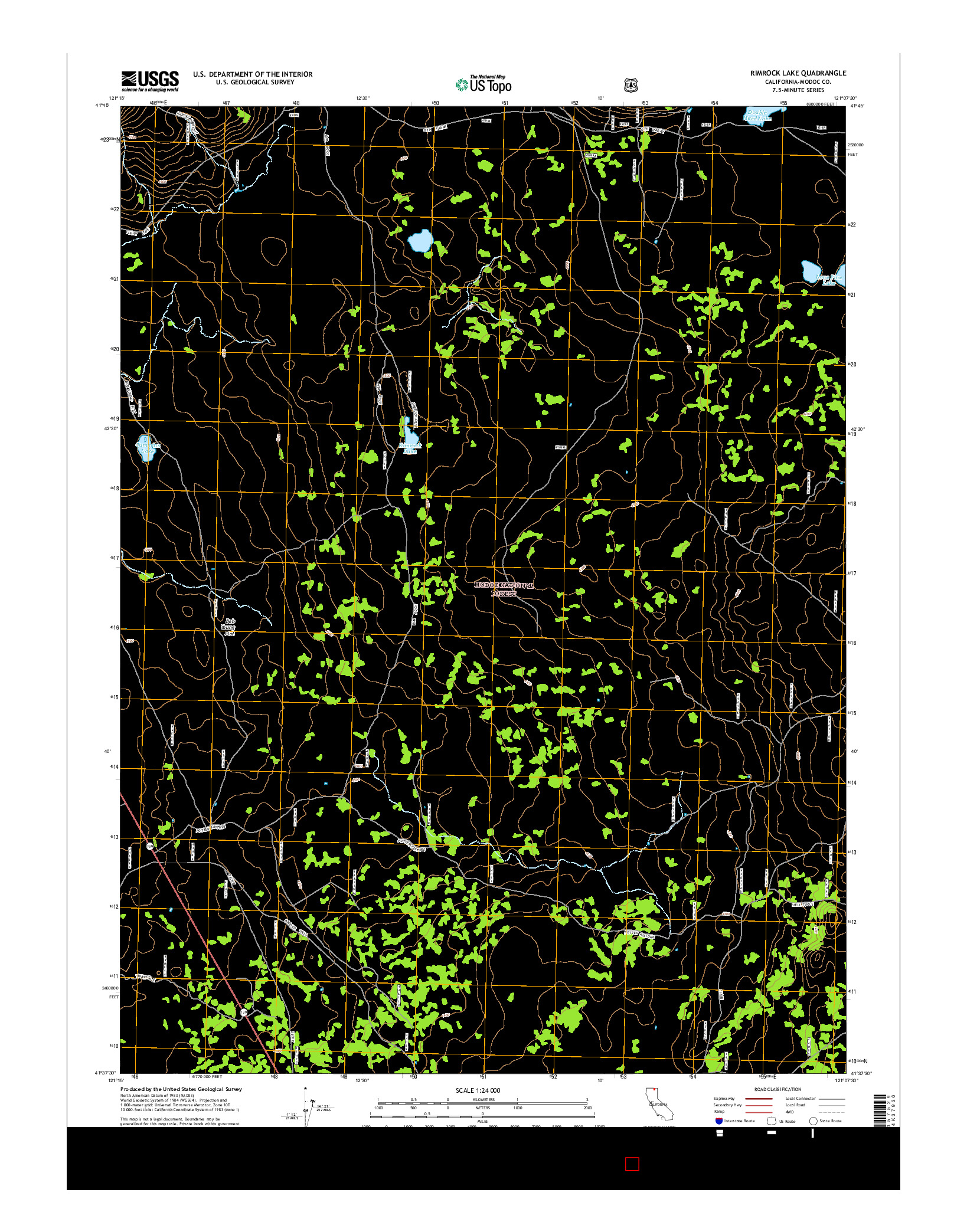 USGS US TOPO 7.5-MINUTE MAP FOR RIMROCK LAKE, CA 2015