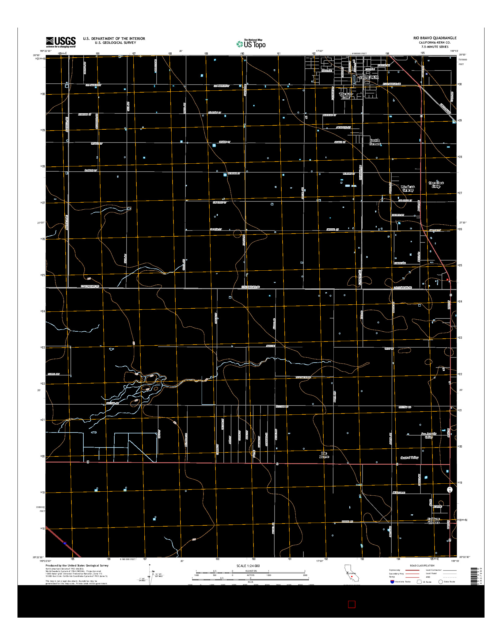 USGS US TOPO 7.5-MINUTE MAP FOR RIO BRAVO, CA 2015