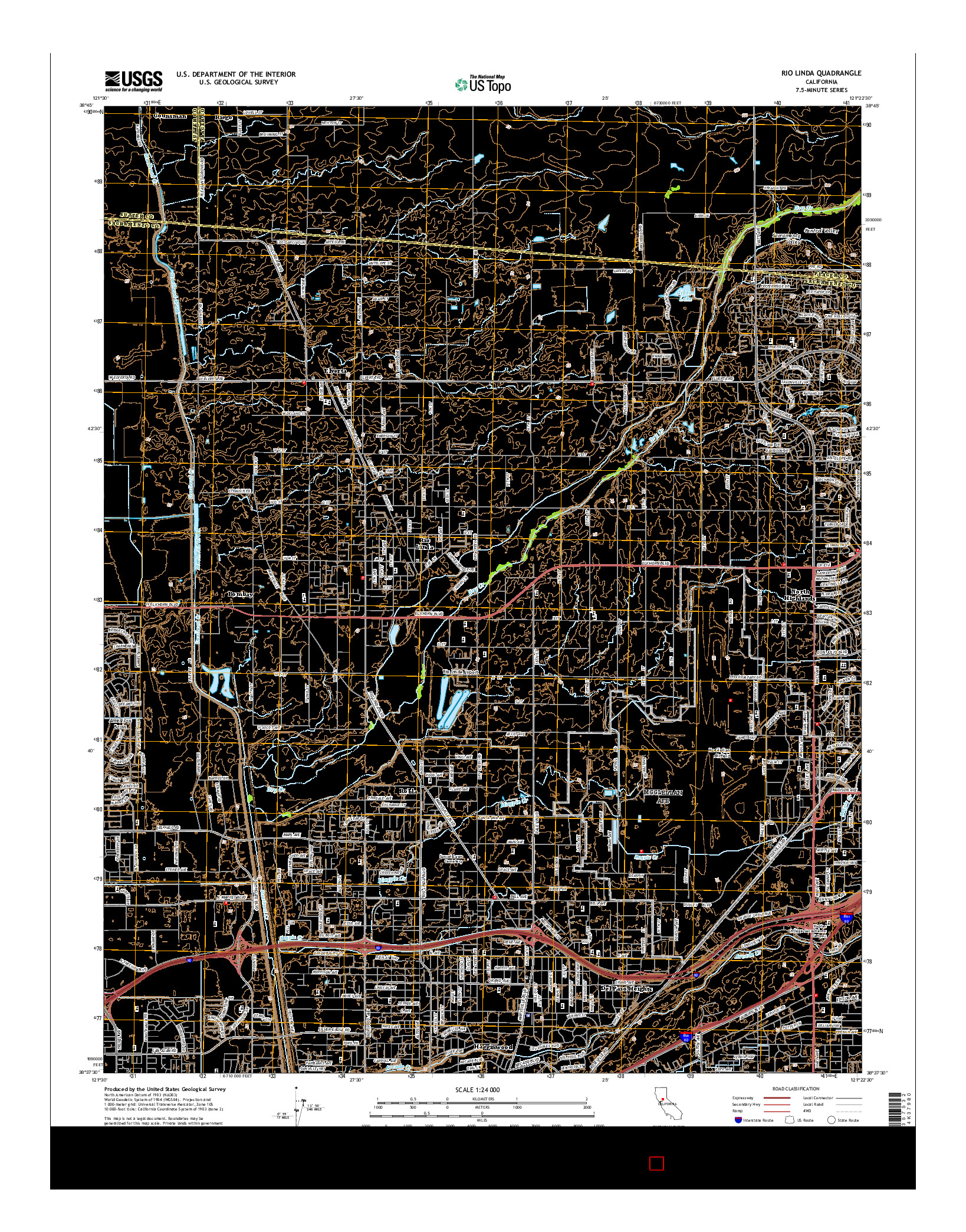 USGS US TOPO 7.5-MINUTE MAP FOR RIO LINDA, CA 2015