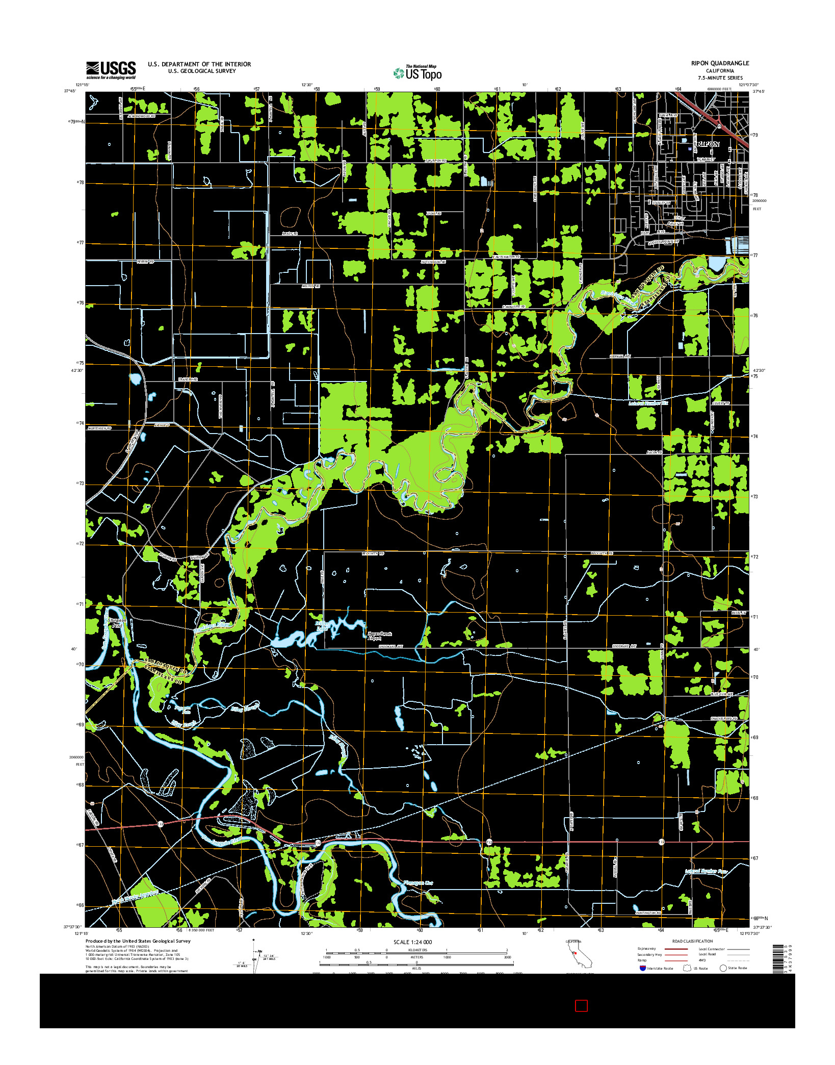 USGS US TOPO 7.5-MINUTE MAP FOR RIPON, CA 2015