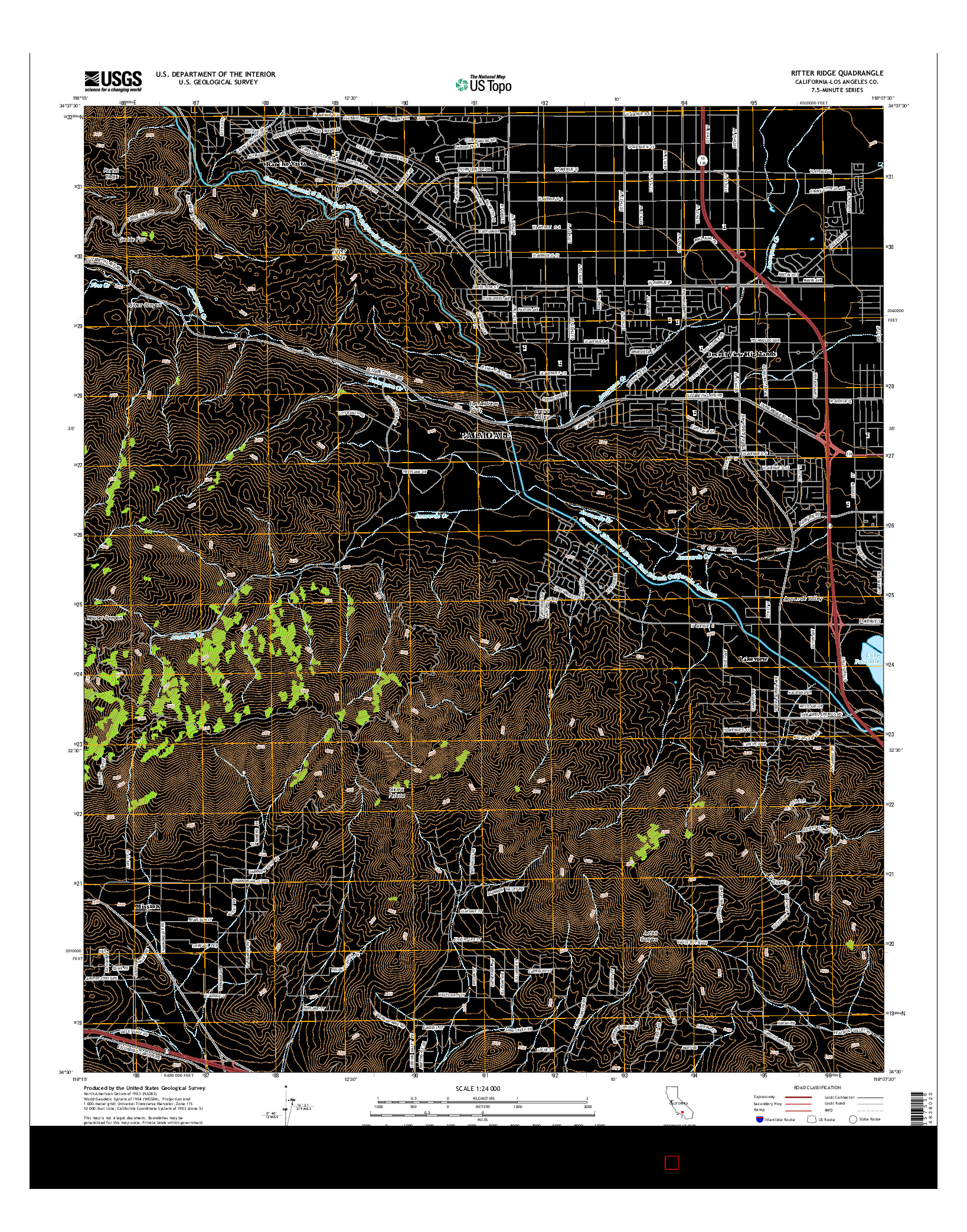 USGS US TOPO 7.5-MINUTE MAP FOR RITTER RIDGE, CA 2015