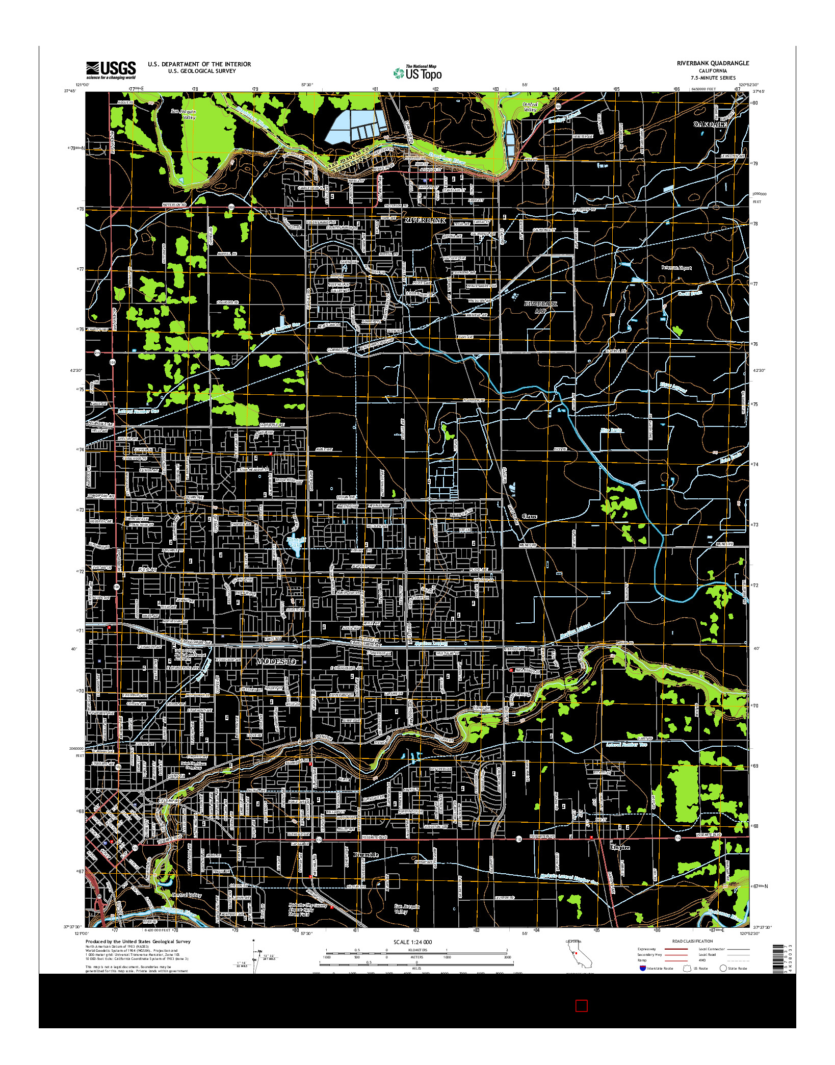 USGS US TOPO 7.5-MINUTE MAP FOR RIVERBANK, CA 2015