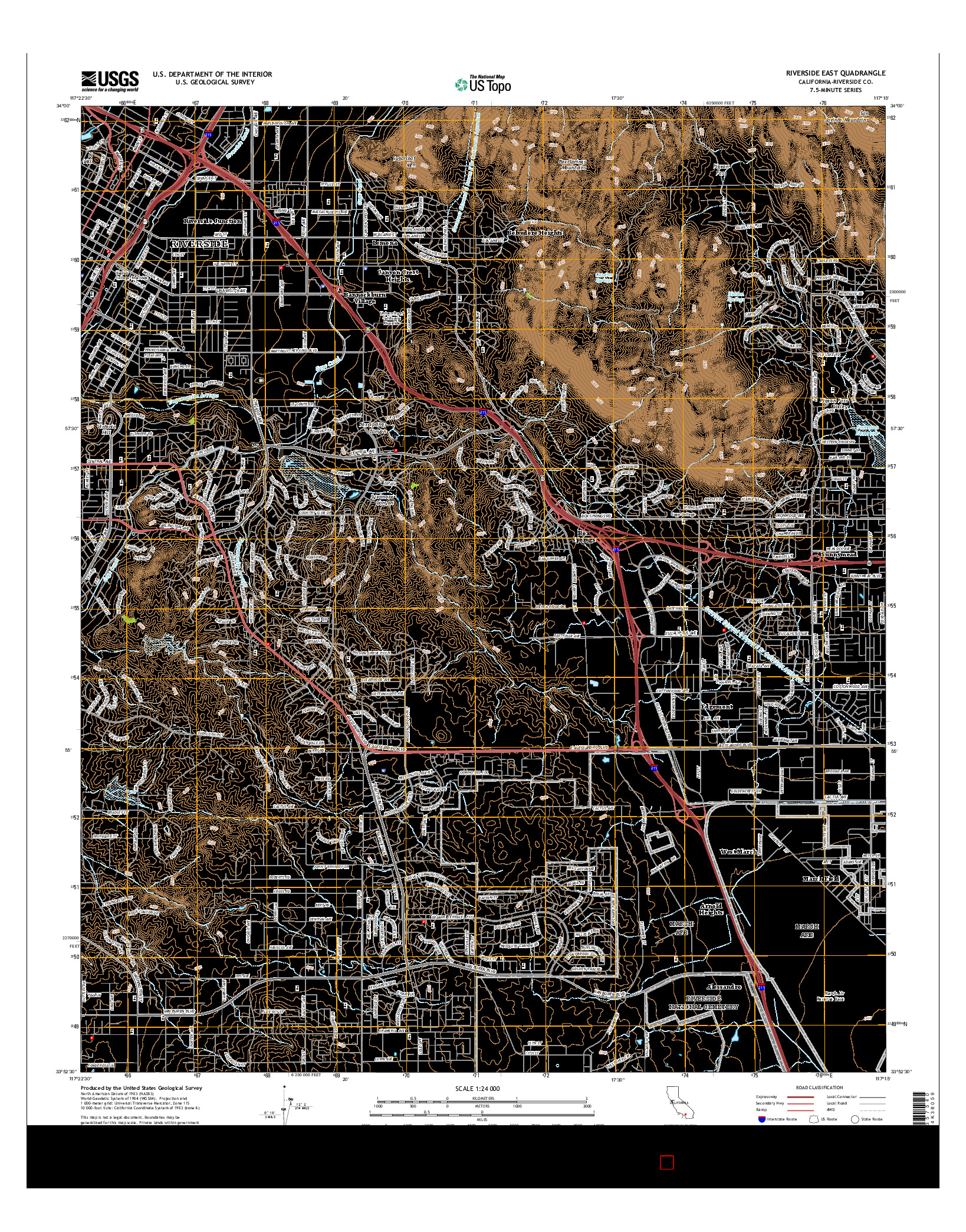 USGS US TOPO 7.5-MINUTE MAP FOR RIVERSIDE EAST, CA 2015