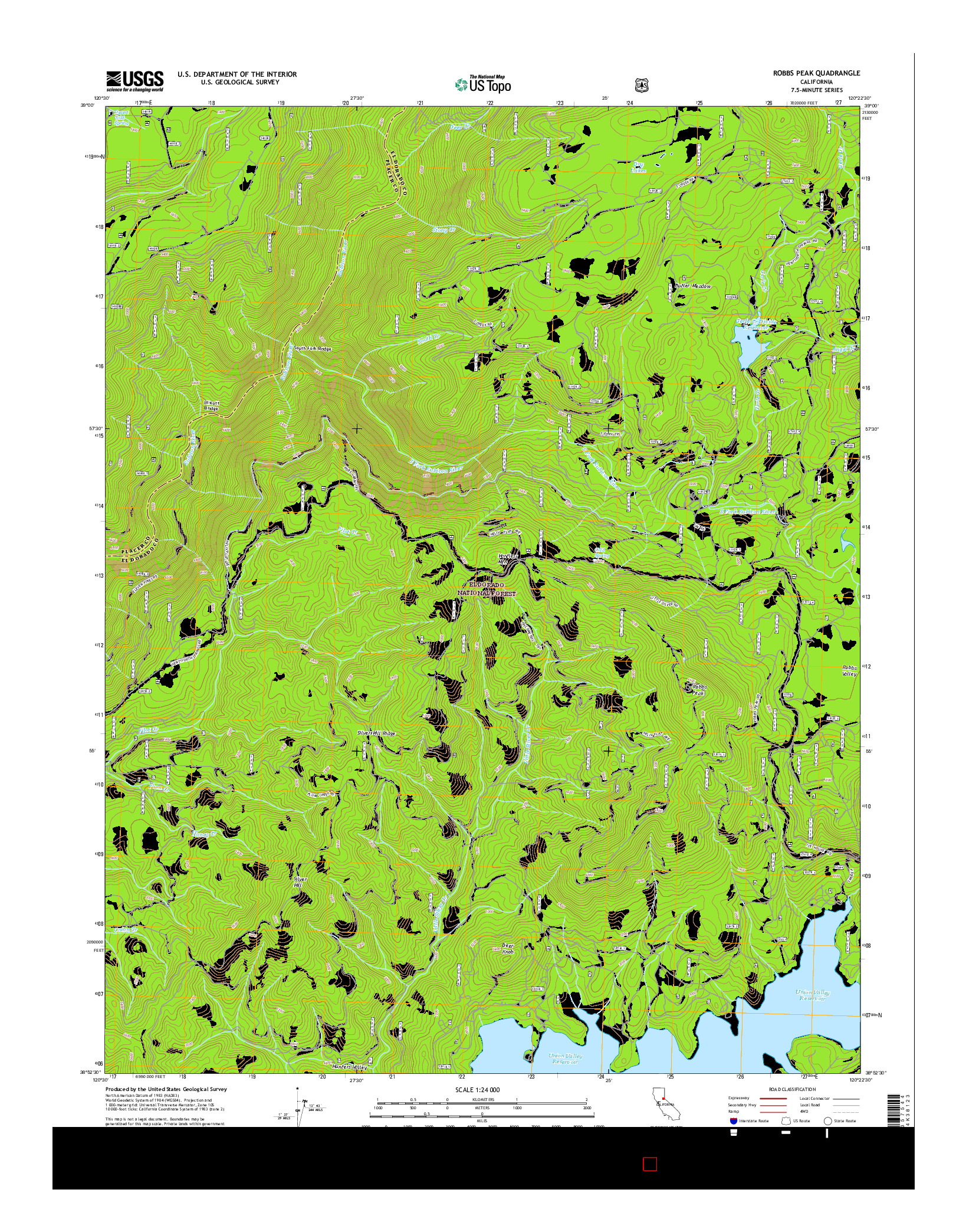 USGS US TOPO 7.5-MINUTE MAP FOR ROBBS PEAK, CA 2015