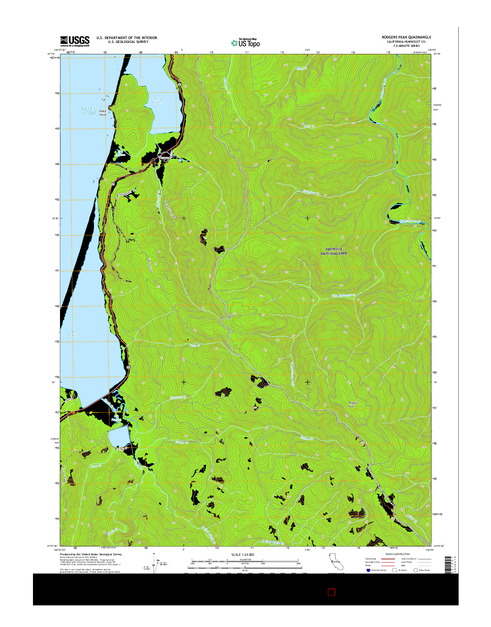 USGS US TOPO 7.5-MINUTE MAP FOR RODGERS PEAK, CA 2015