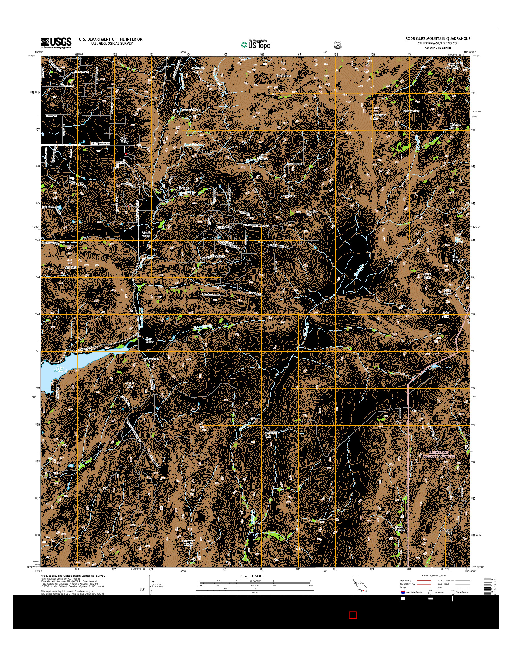USGS US TOPO 7.5-MINUTE MAP FOR RODRIGUEZ MOUNTAIN, CA 2015