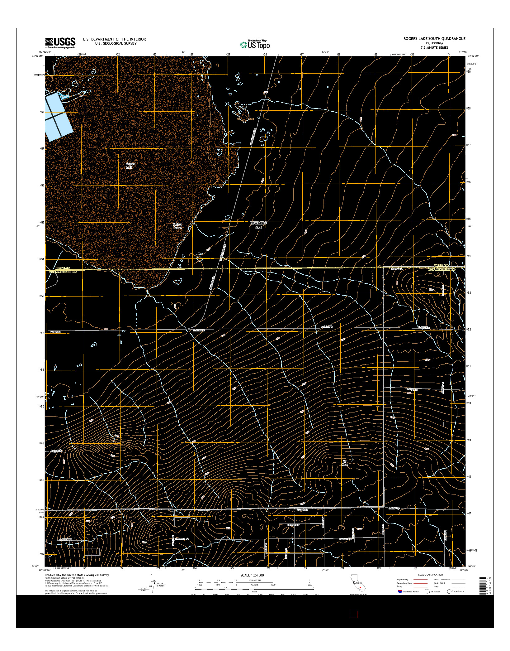 USGS US TOPO 7.5-MINUTE MAP FOR ROGERS LAKE SOUTH, CA 2015