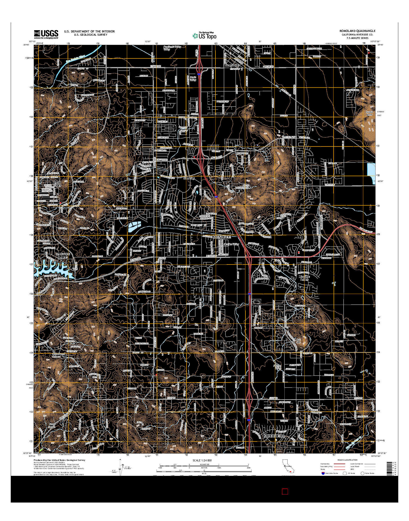 USGS US TOPO 7.5-MINUTE MAP FOR ROMOLAND, CA 2015