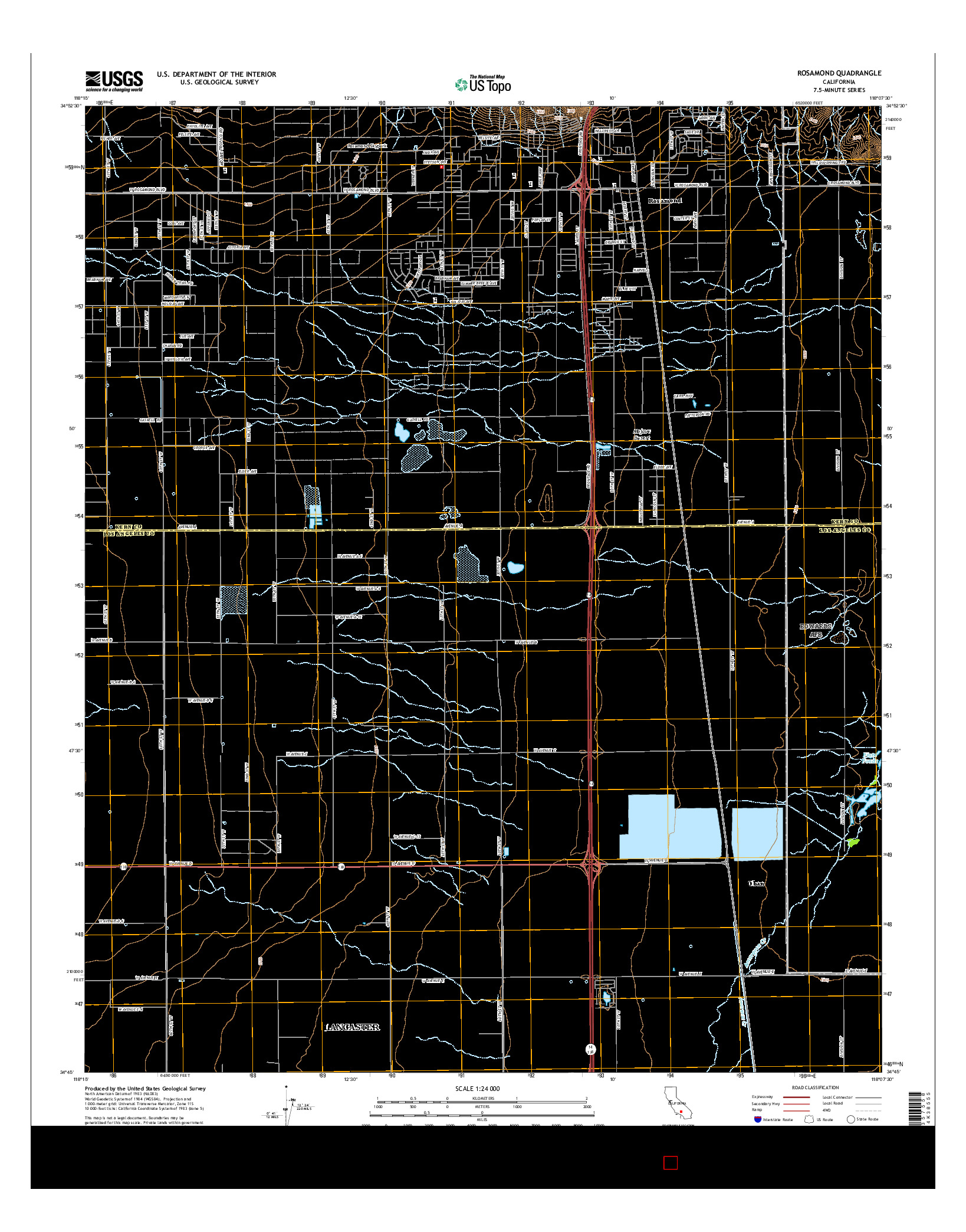 USGS US TOPO 7.5-MINUTE MAP FOR ROSAMOND, CA 2015