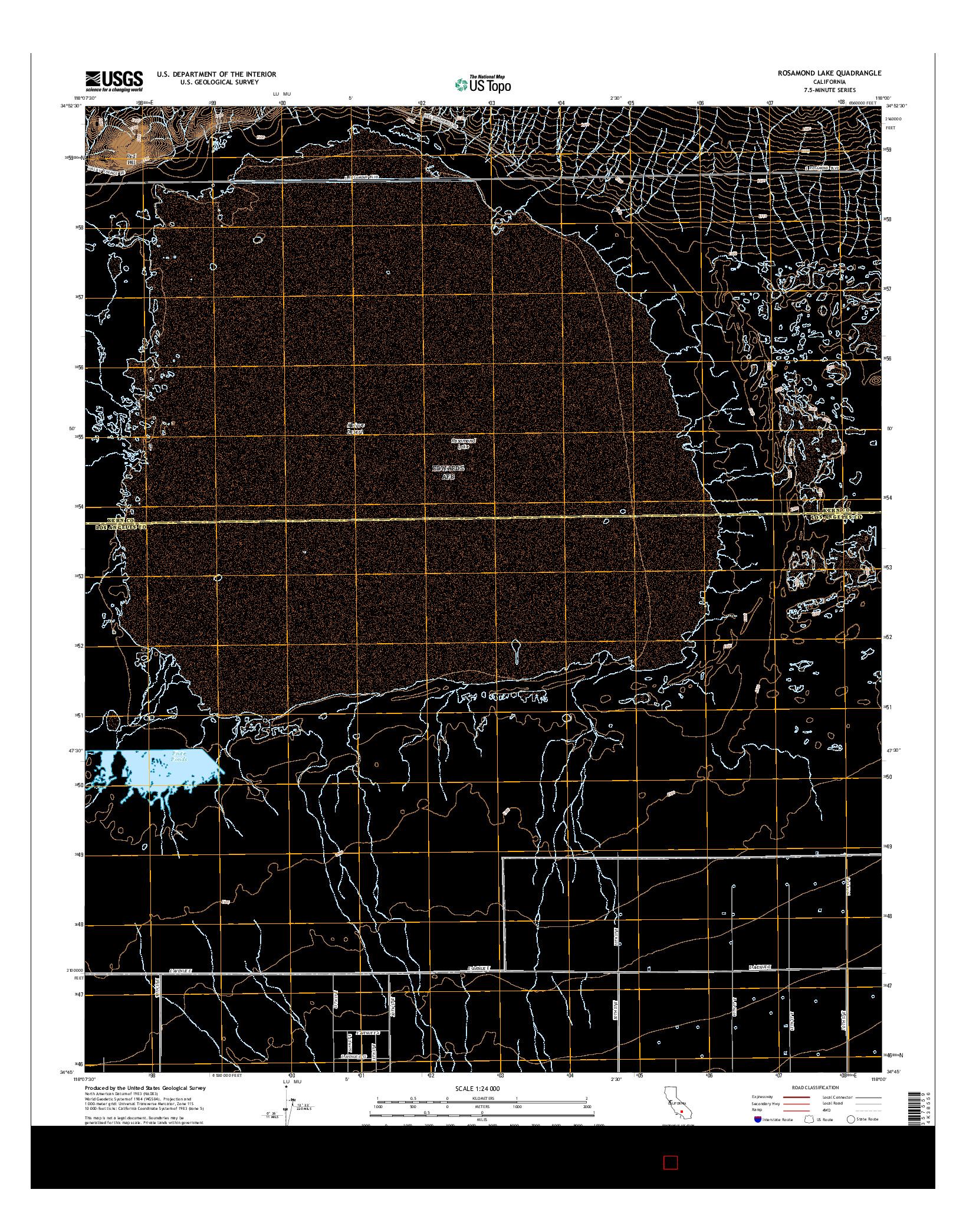 USGS US TOPO 7.5-MINUTE MAP FOR ROSAMOND LAKE, CA 2015