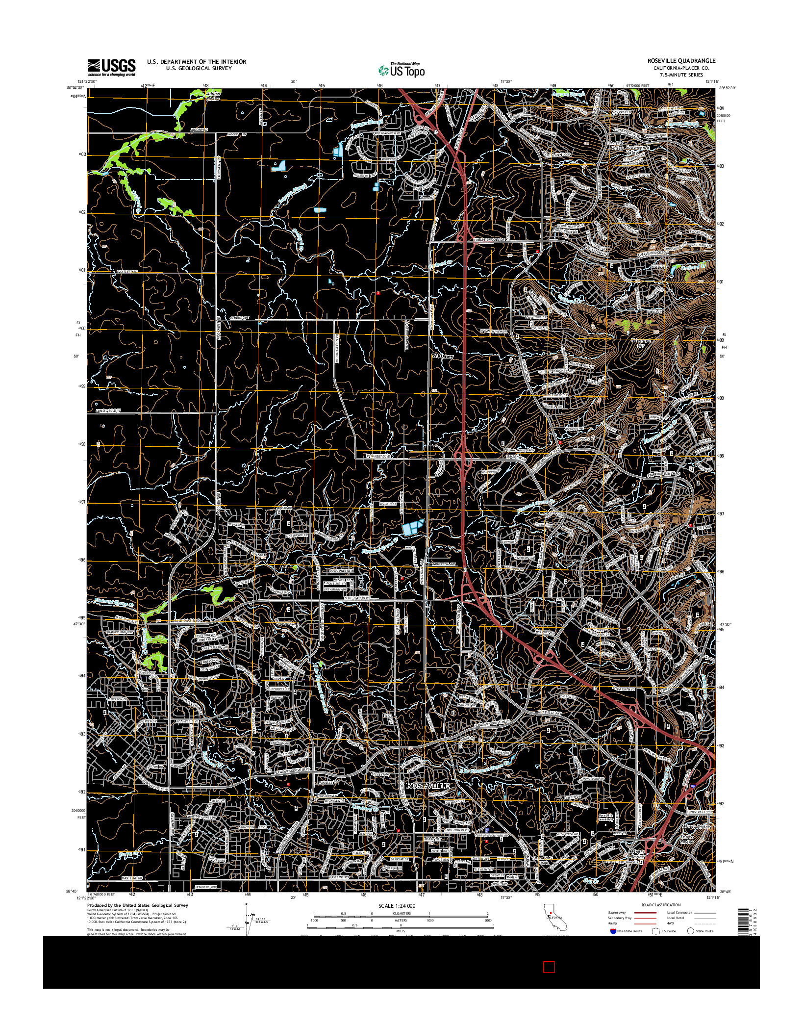 USGS US TOPO 7.5-MINUTE MAP FOR ROSEVILLE, CA 2015